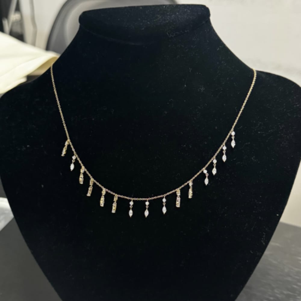 Round and Marquise Station, 14k YG