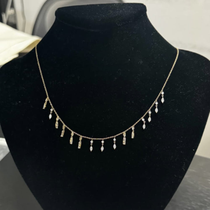 Round and Marquise Station, 14k YG