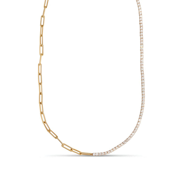 Logan Half Paperclip Tennis Necklace