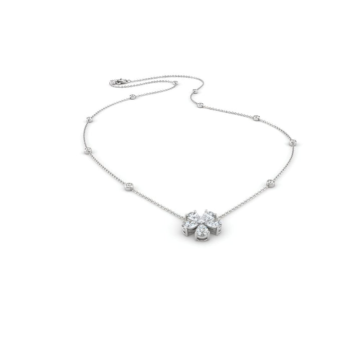 Daisy Flower Diamond Station Necklace