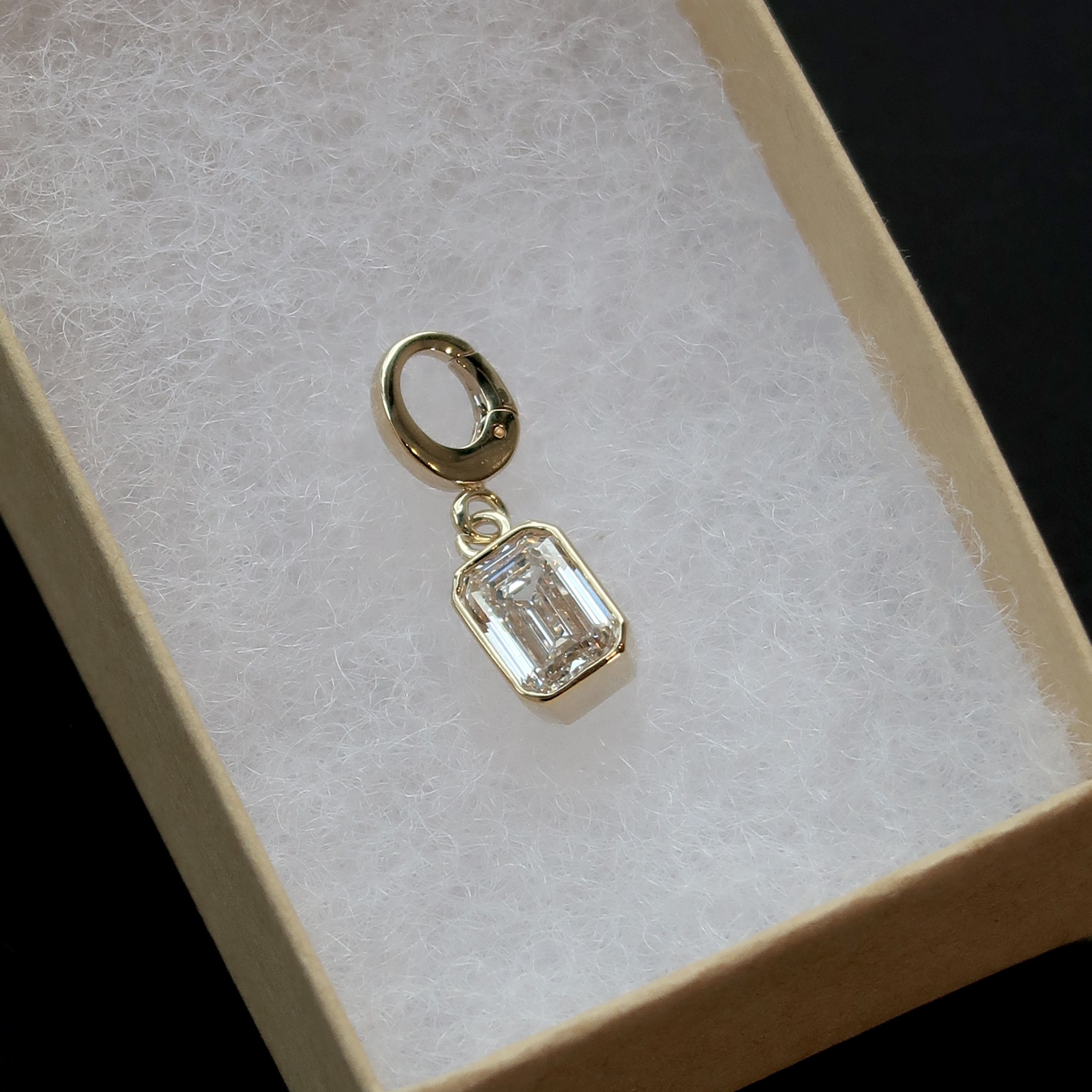 Petite Bezel Emerald Diamond Charm