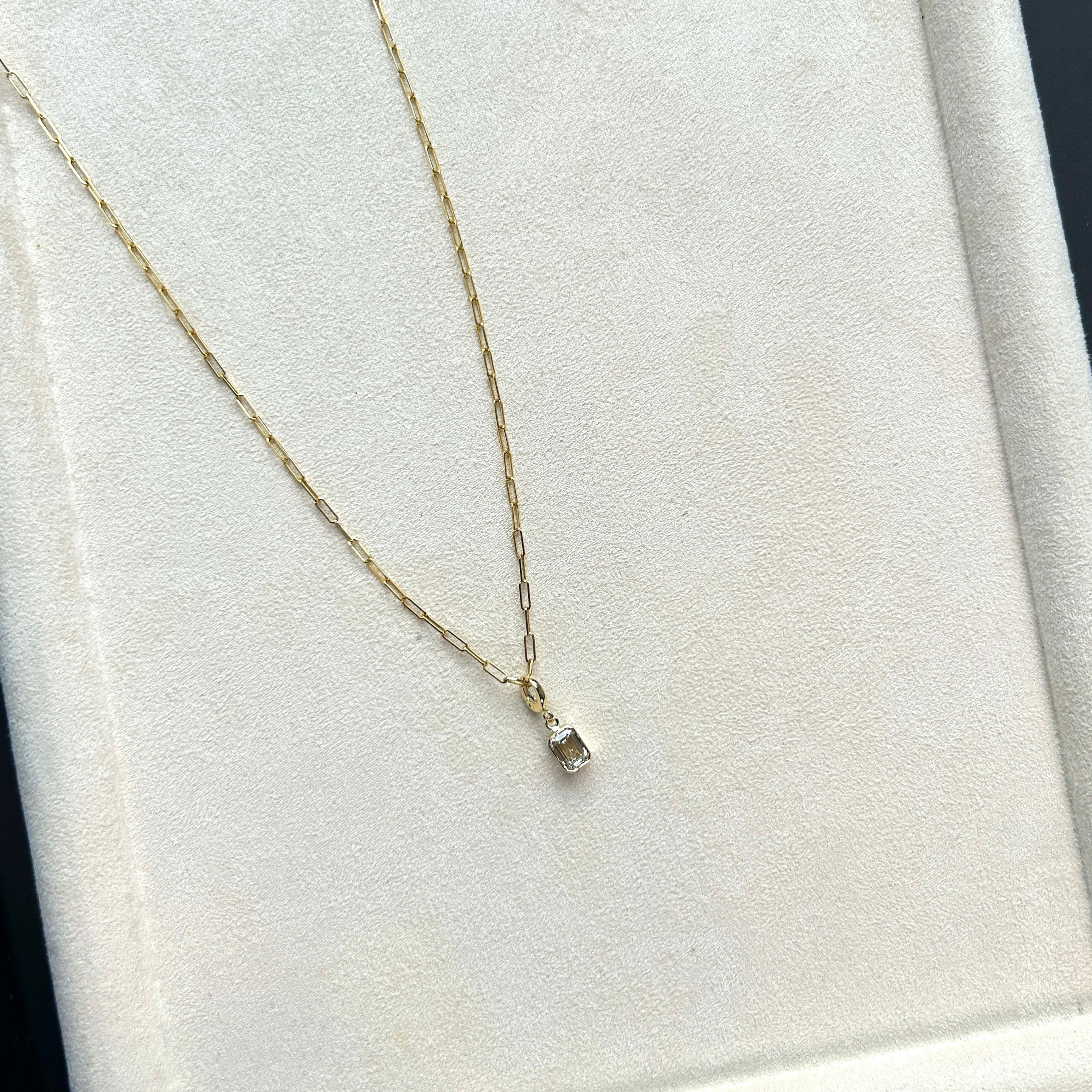 Petite Bezel Emerald Diamond Charm
