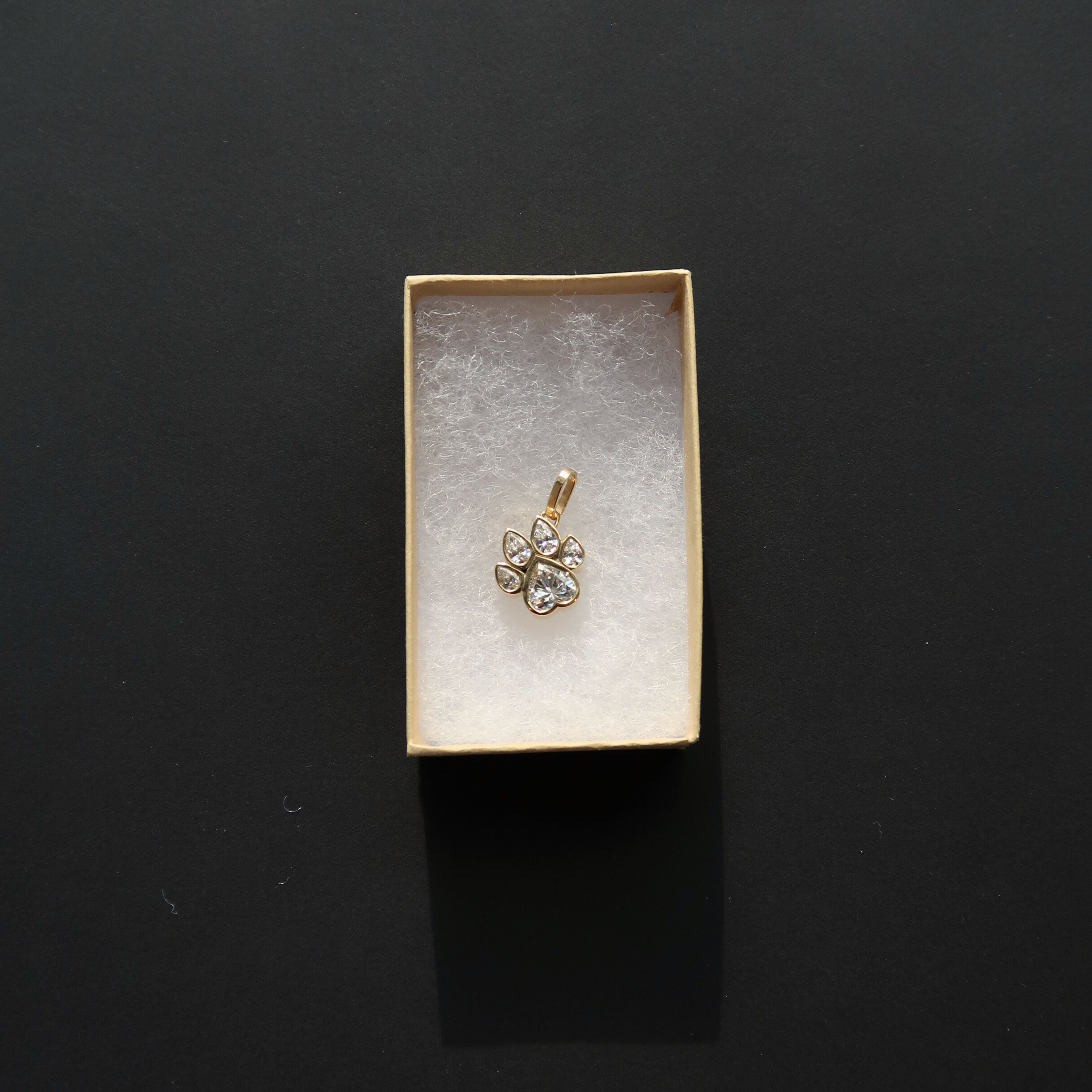 Small Paw Diamond Charm