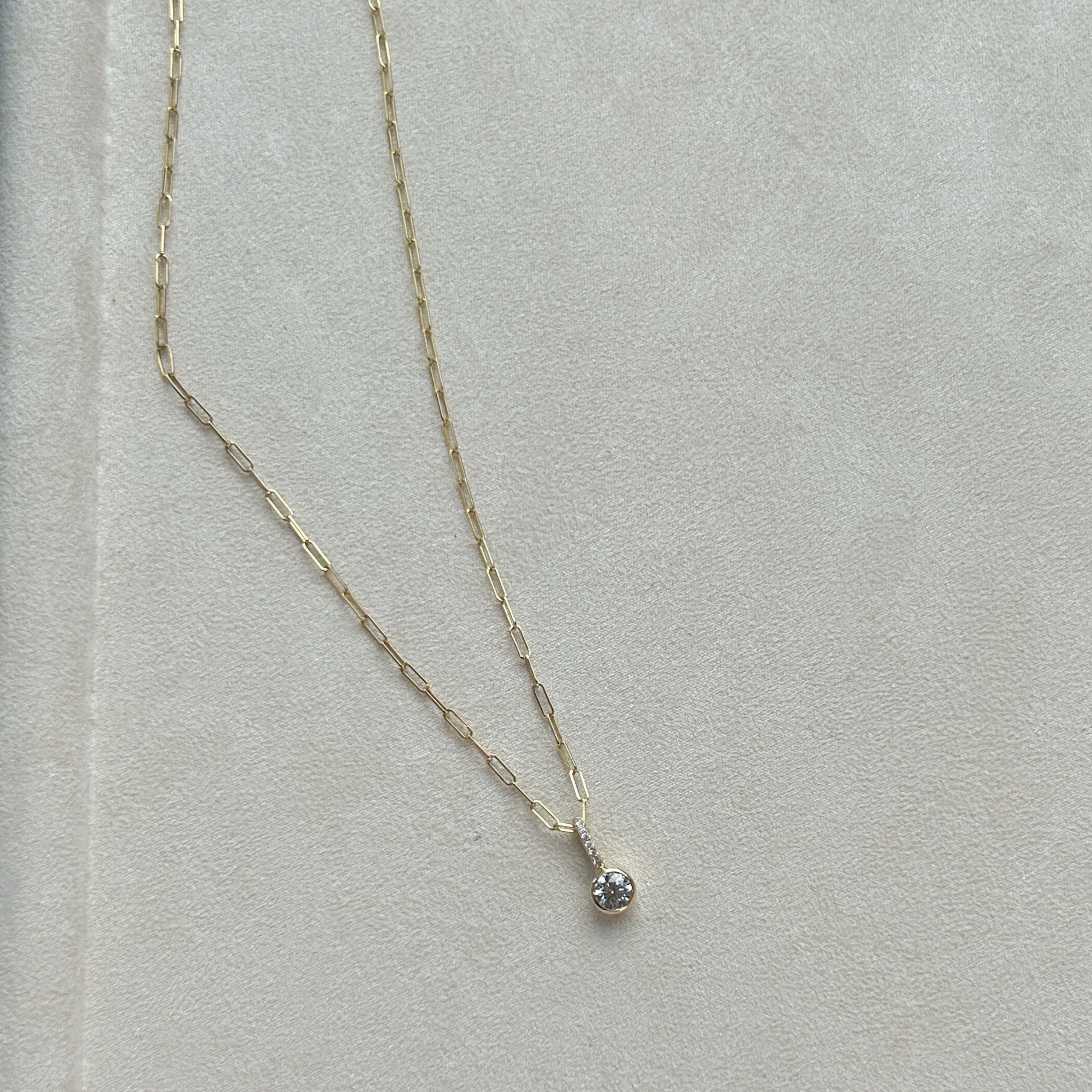 Petite Bezel With Pavé Round Diamond Charm