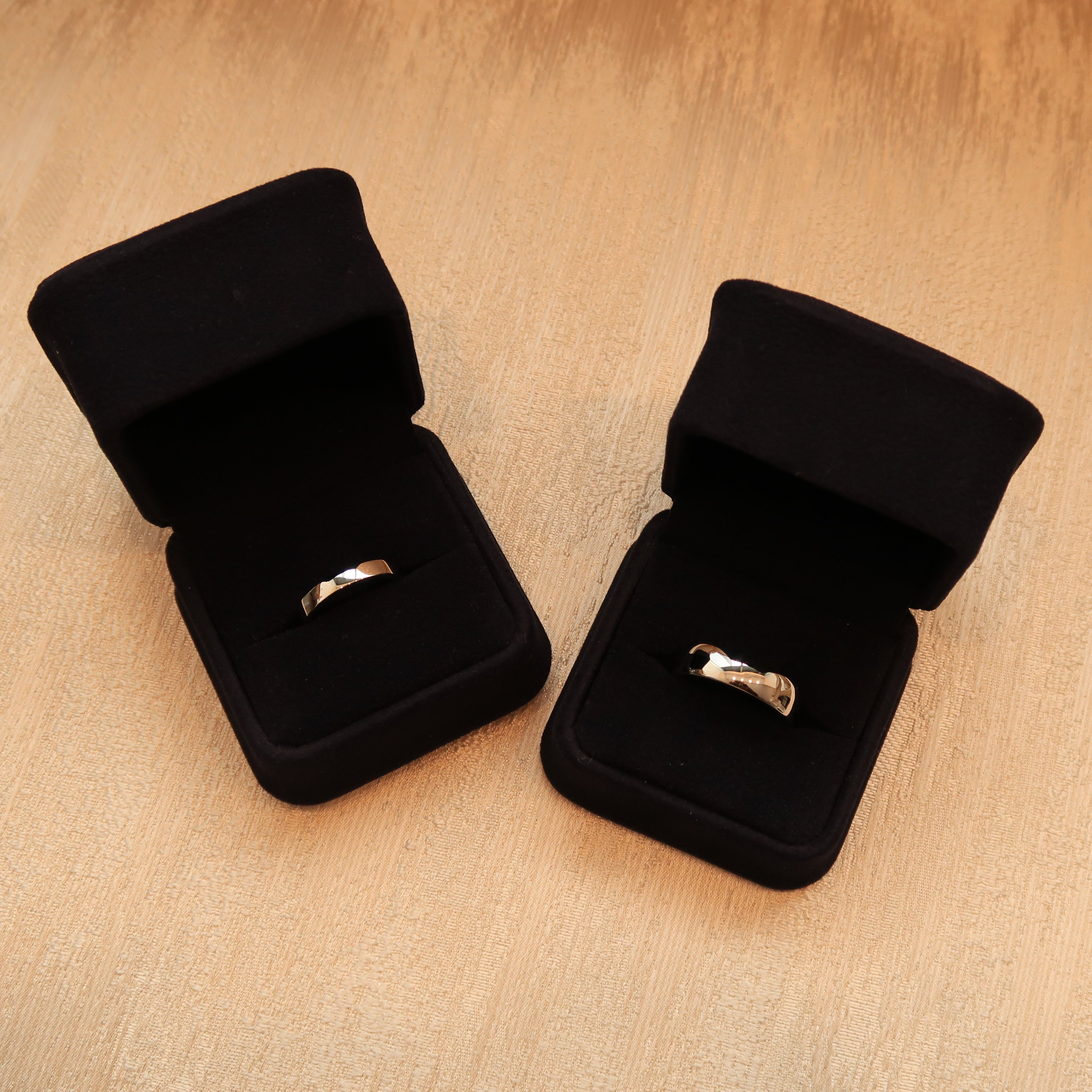 Custom A+E Engagement Ring and Wedding Bands