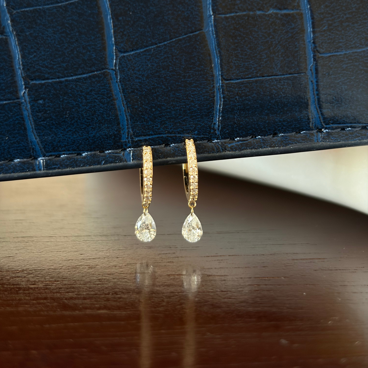 NEW The Vera Pear Diamond Pear Drop Huggies