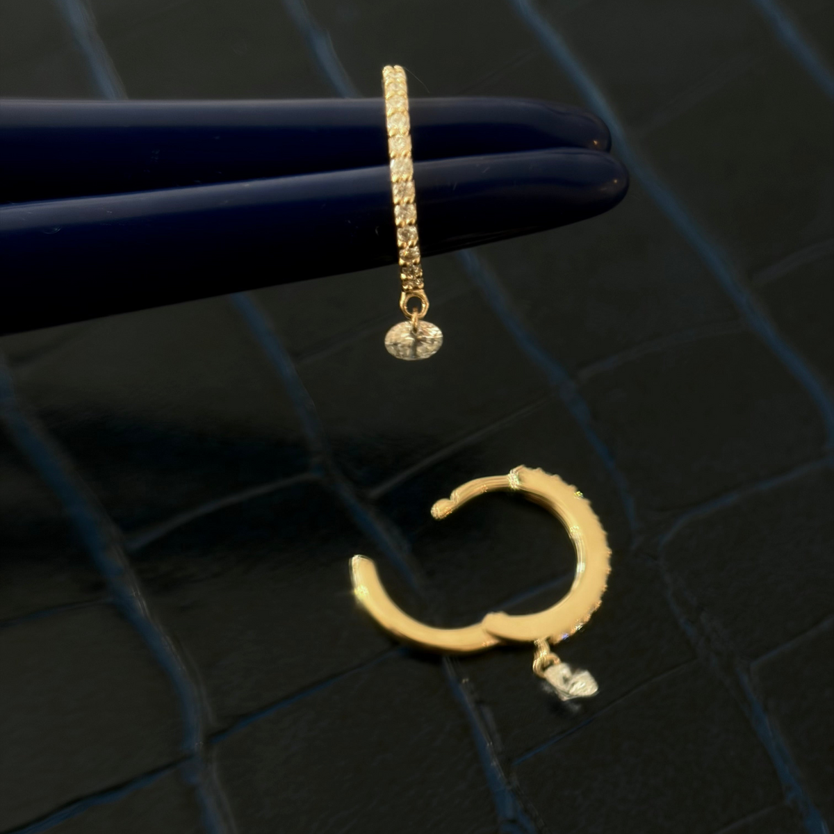 NEW The Nina Pavé Diamond Drop Huggies
