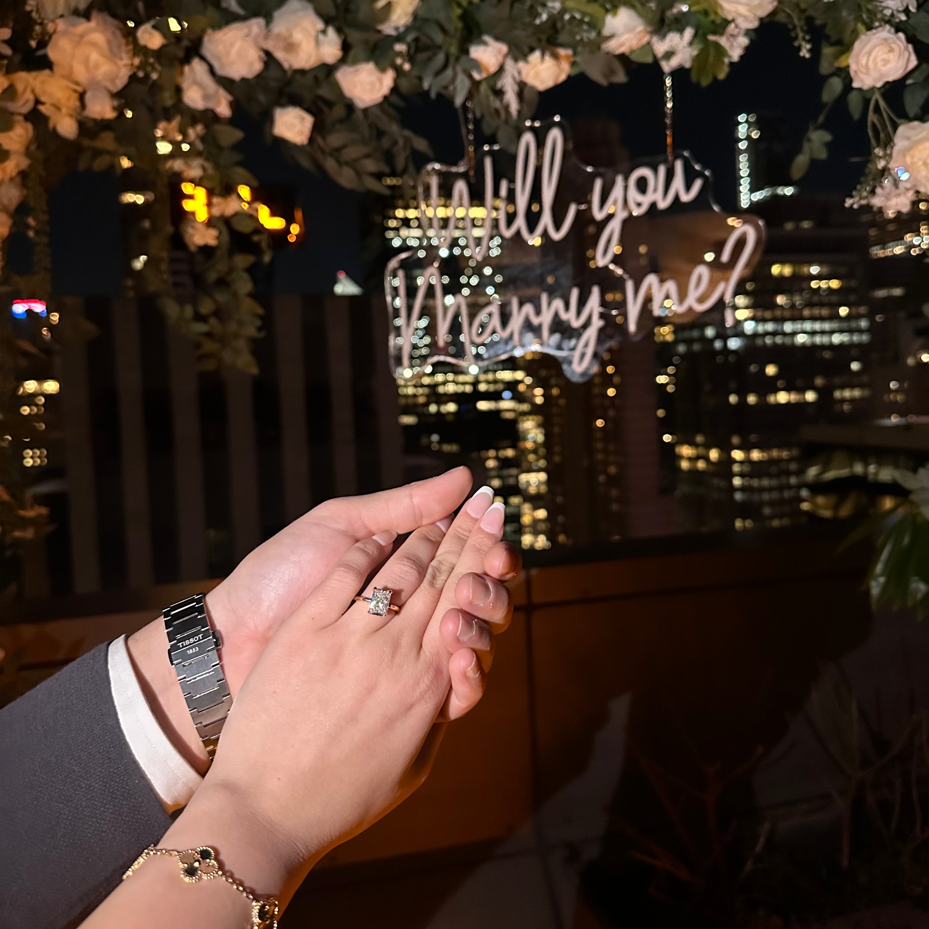 Custom L + S Radiant Engagement Ring