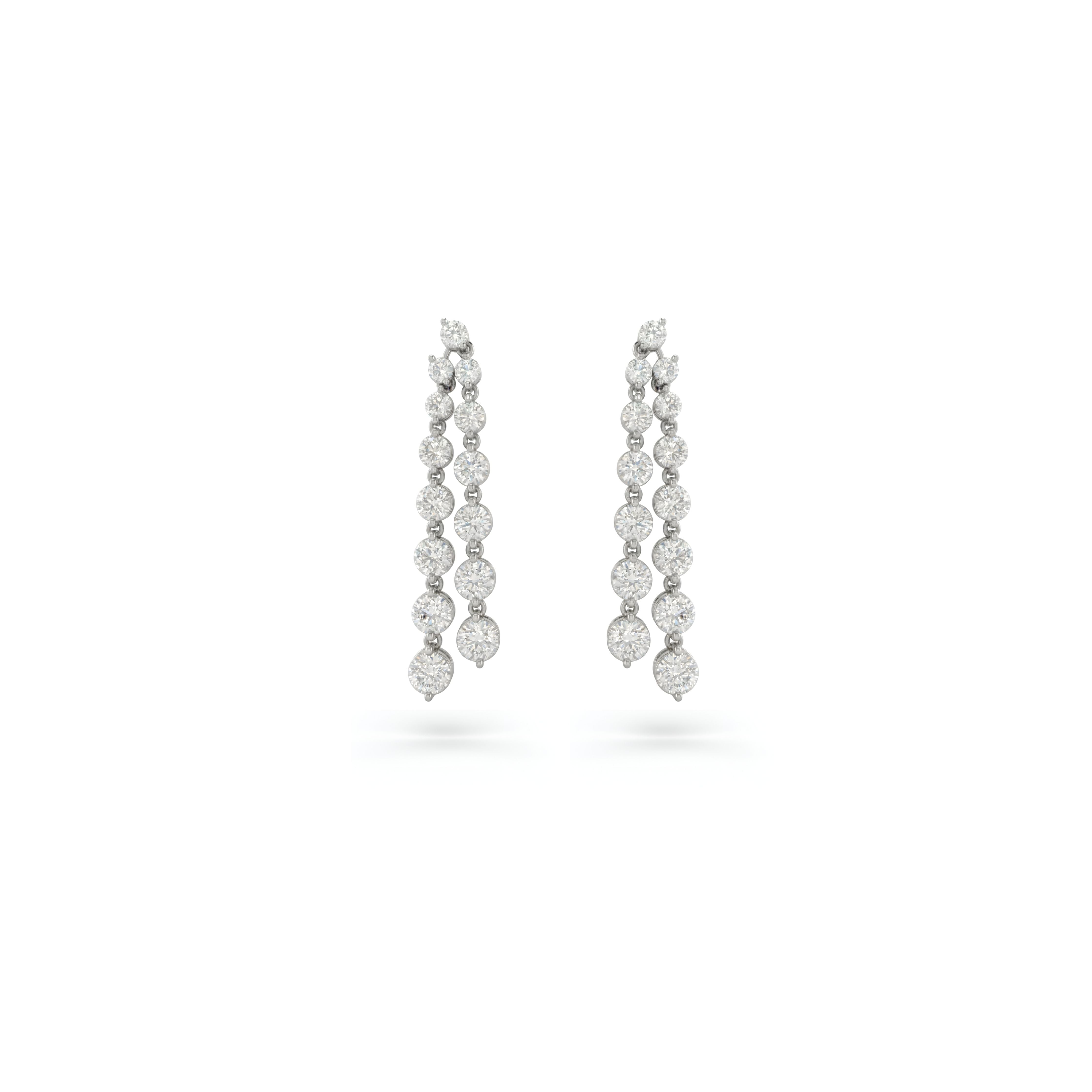 Kate Long Round Diamond Dangle Earrings