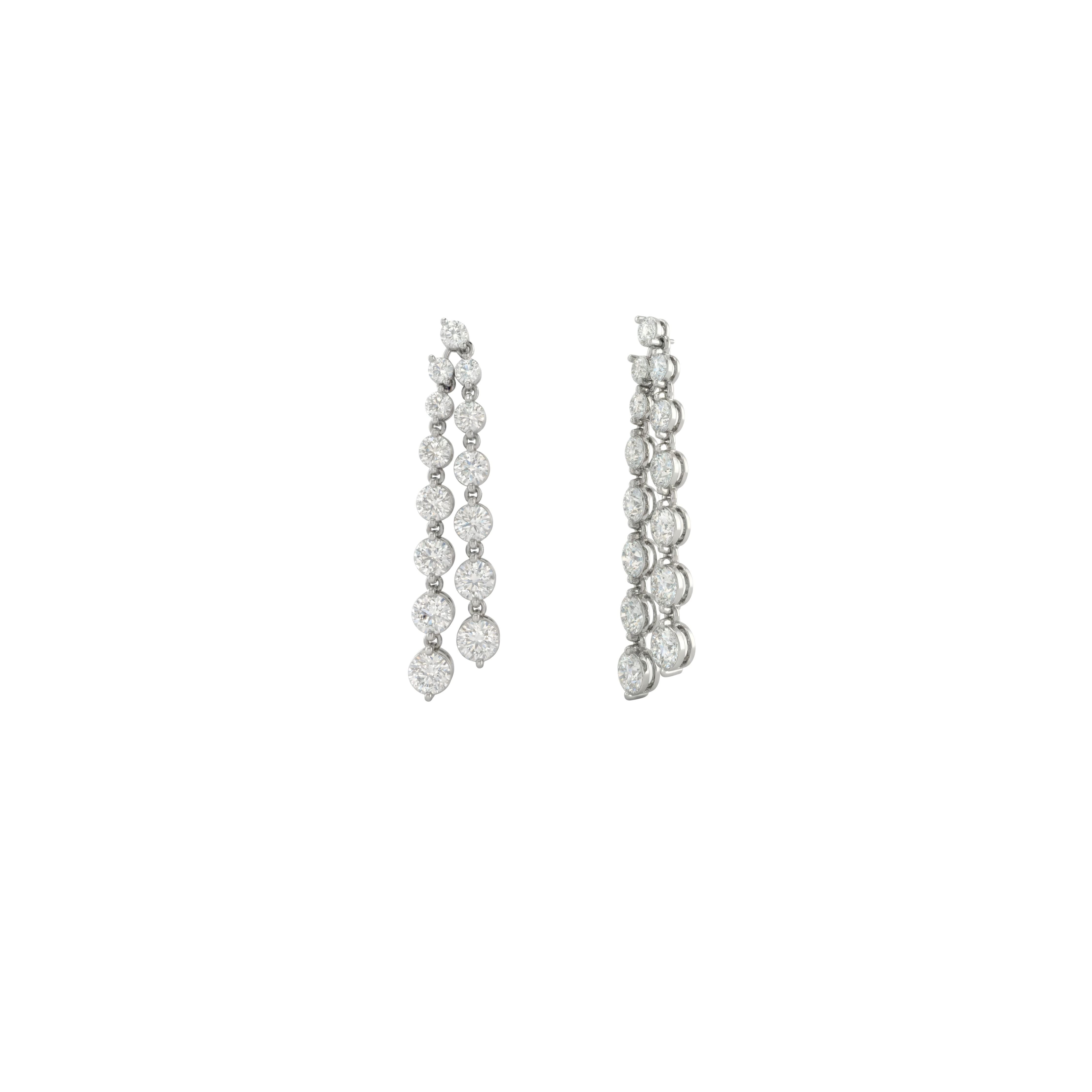 Kate Long Round Diamond Dangle Earrings