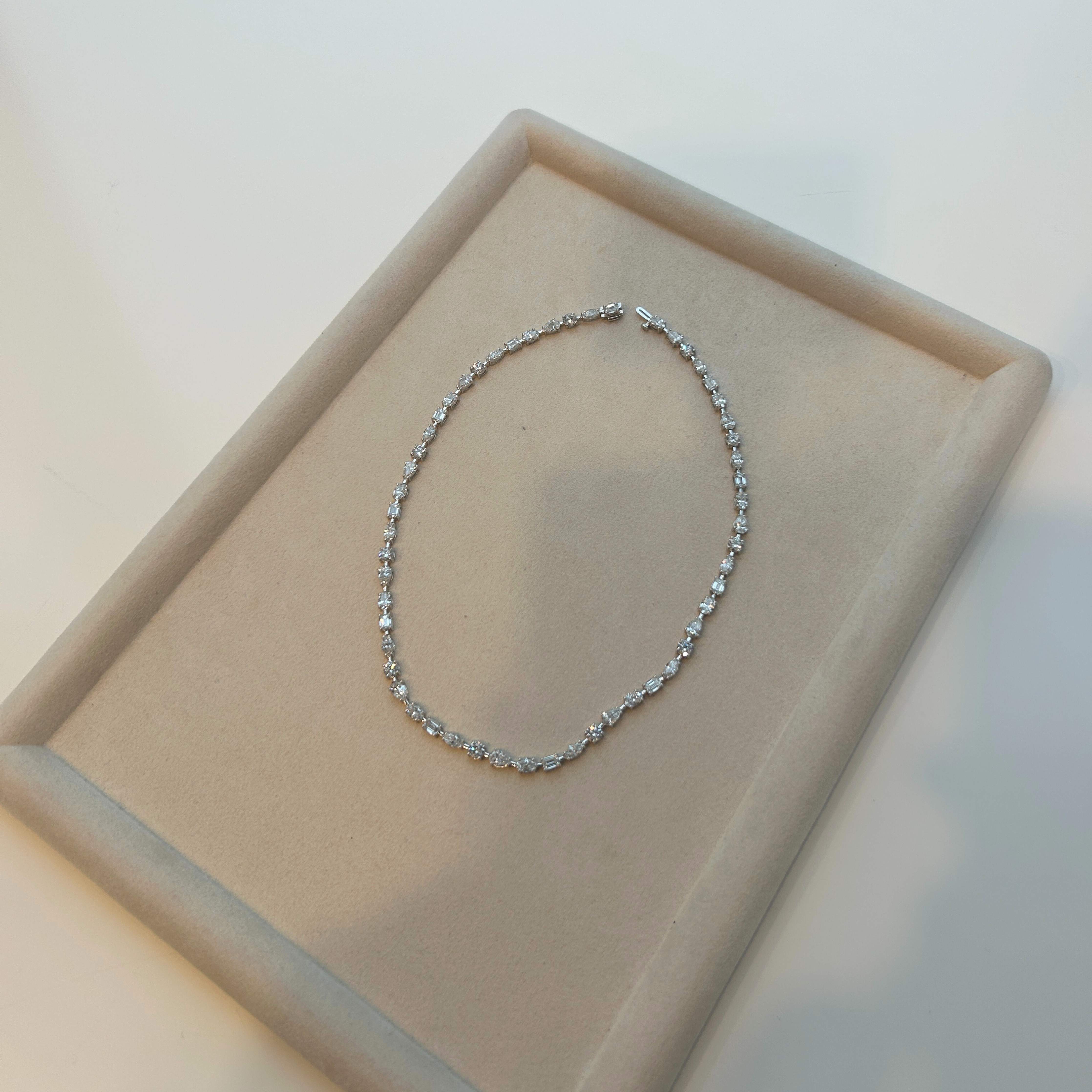 Aspen Mixed-Cut Diamond Tennis Necklace