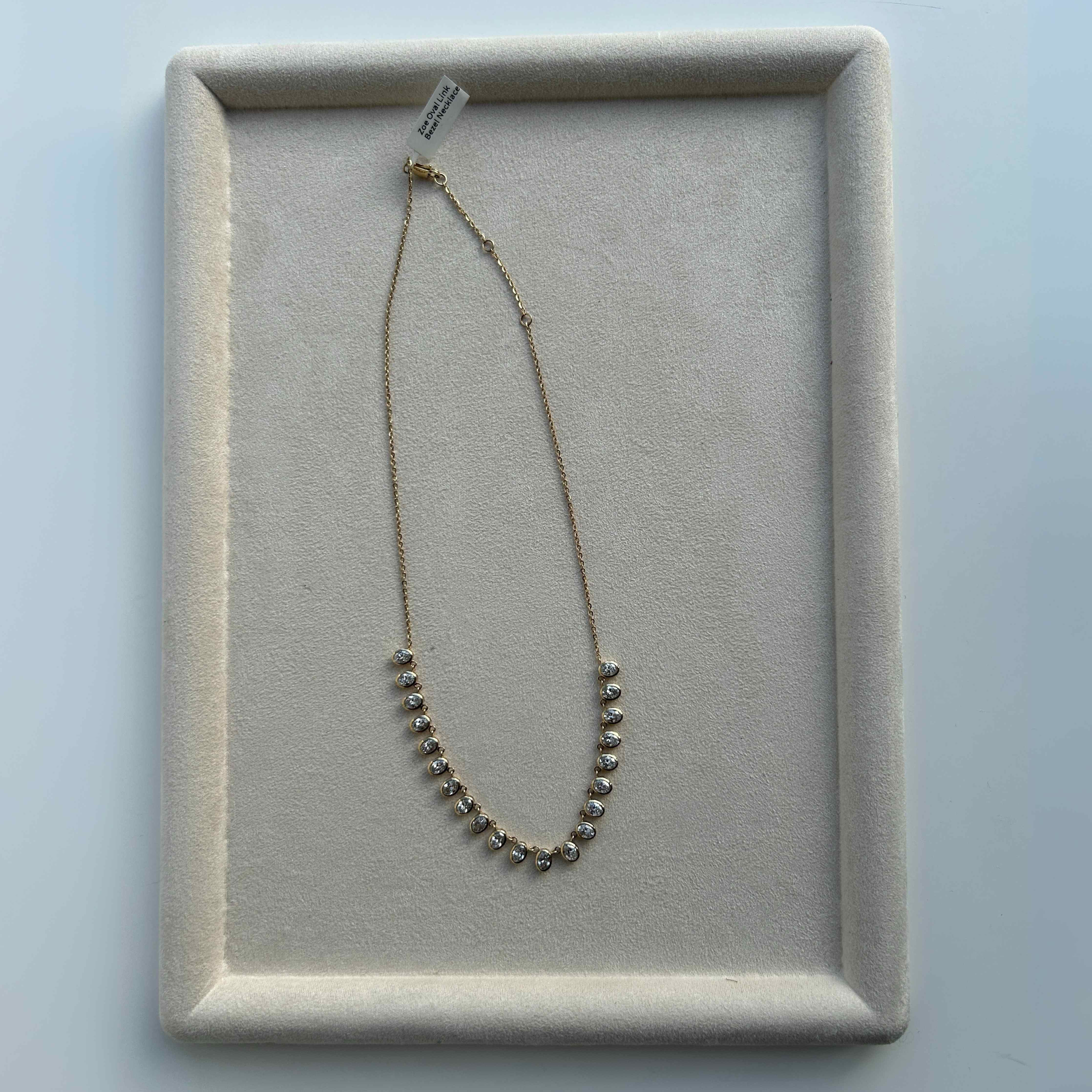 Zoe Oval Bezel Diamond Link Necklace
