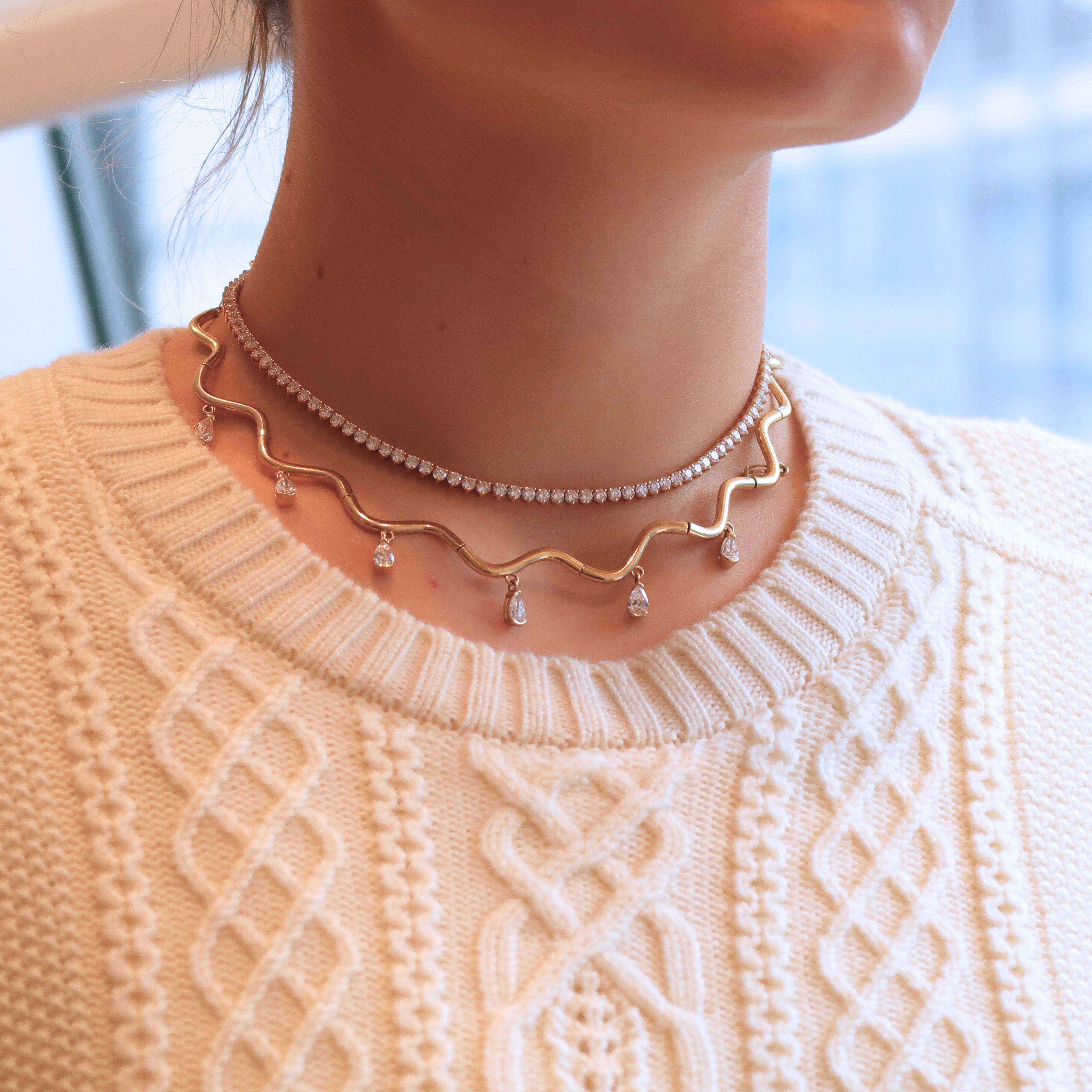 Skye Pear Diamond Drop Necklace