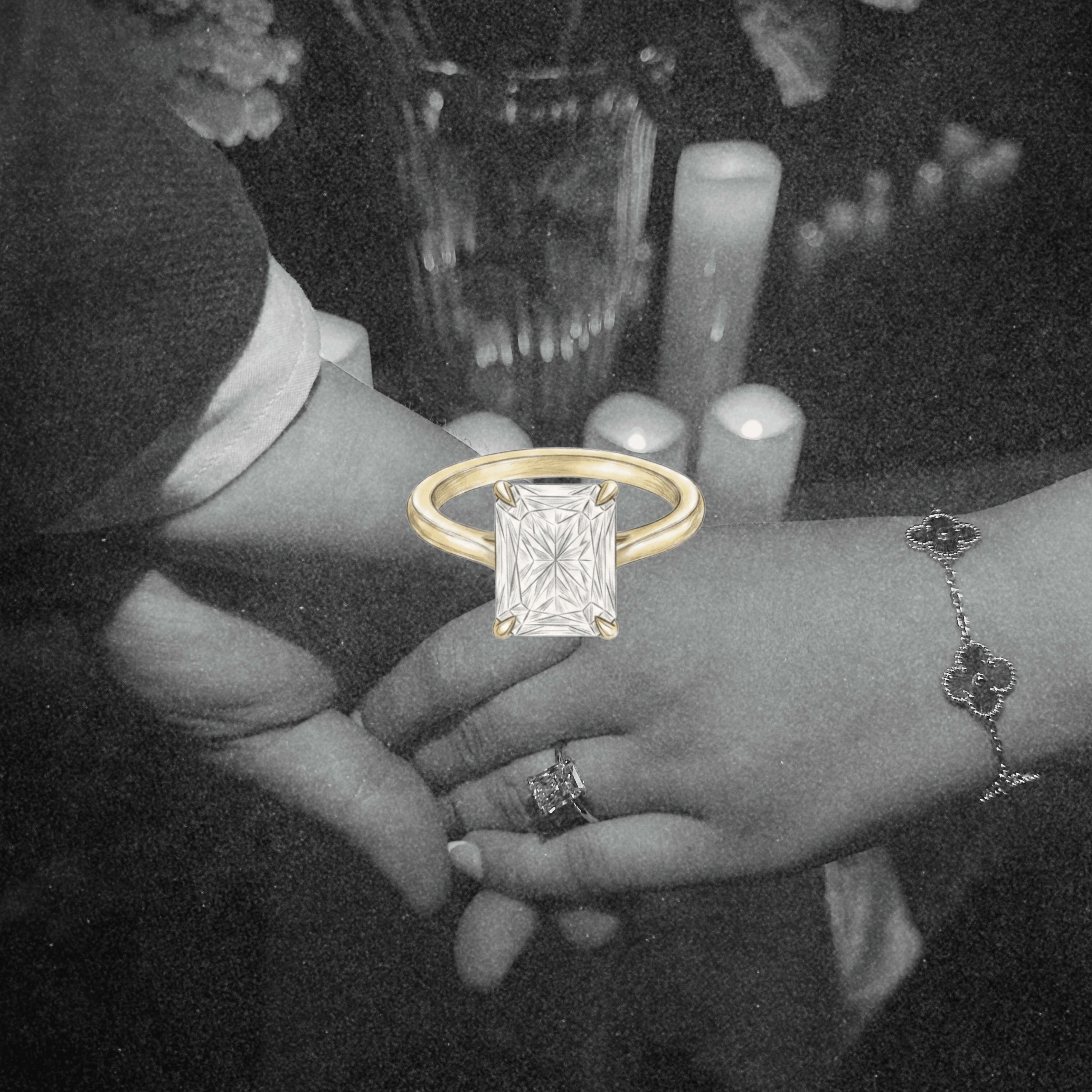 Custom L + S Radiant Engagement Ring