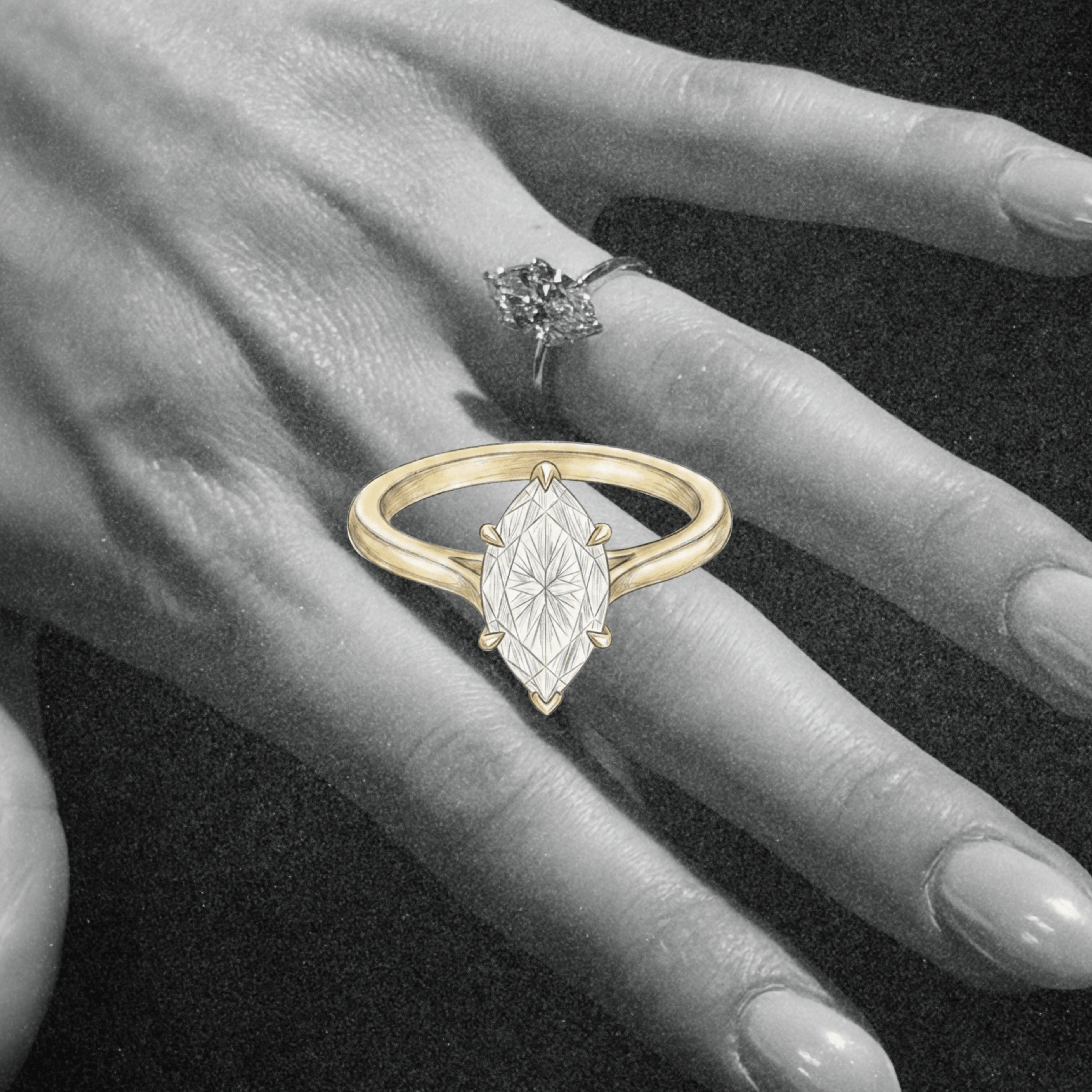Custom M + A Engagement Ring