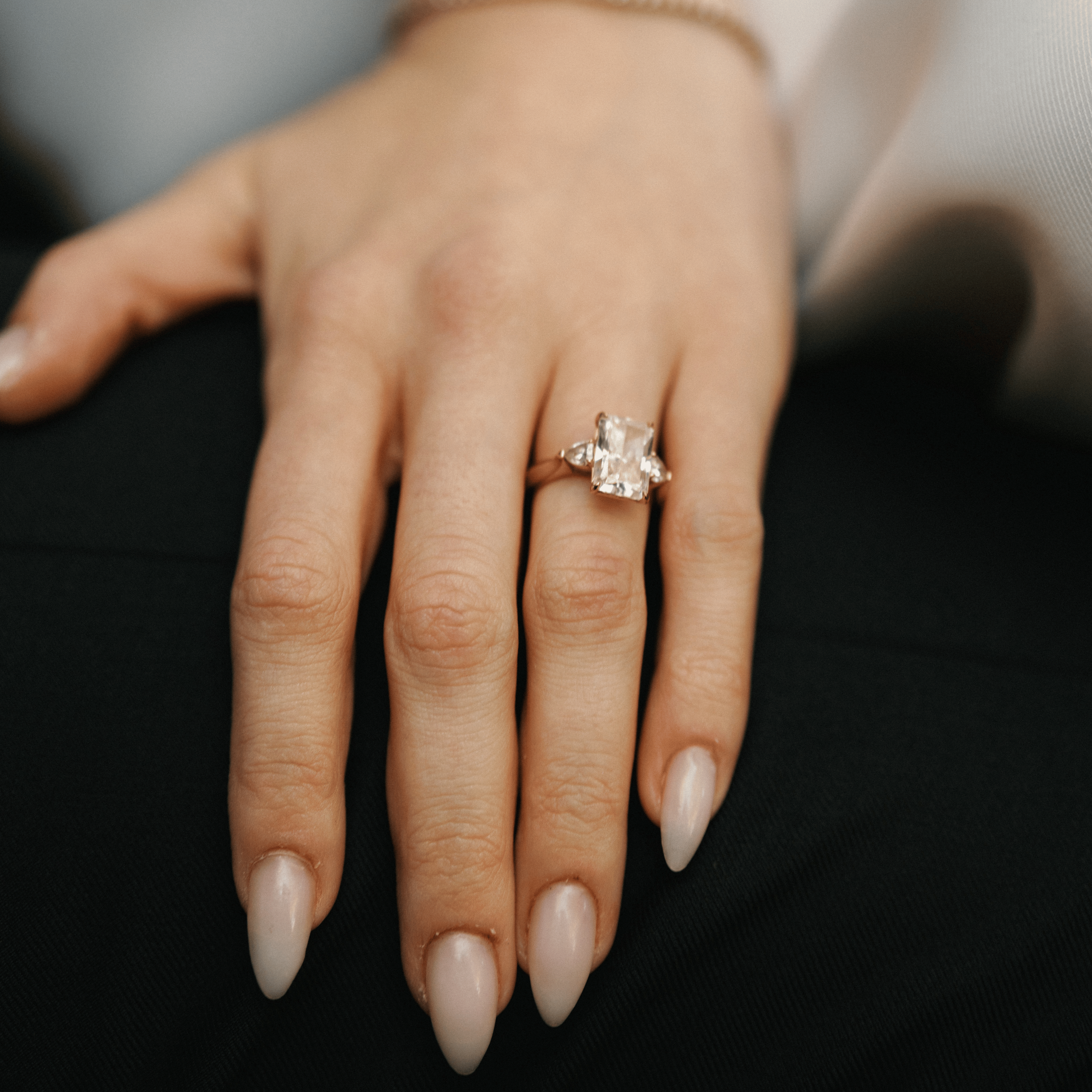 Custom Z + E Radiant Engagement Ring