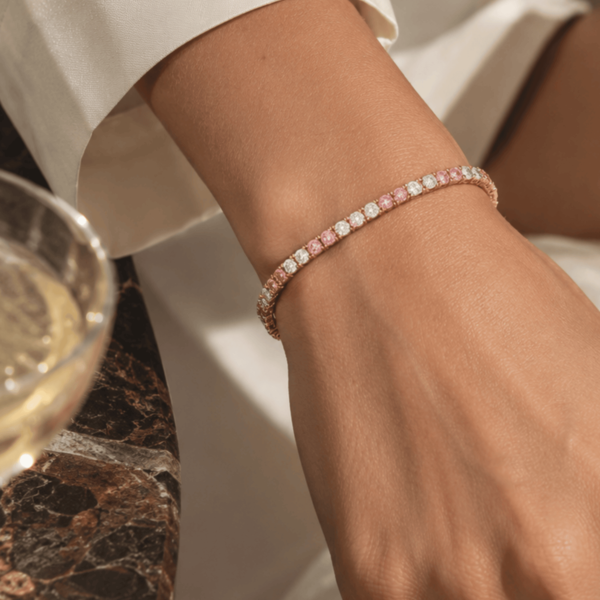 Francis Pink and White Tennis Bracelet