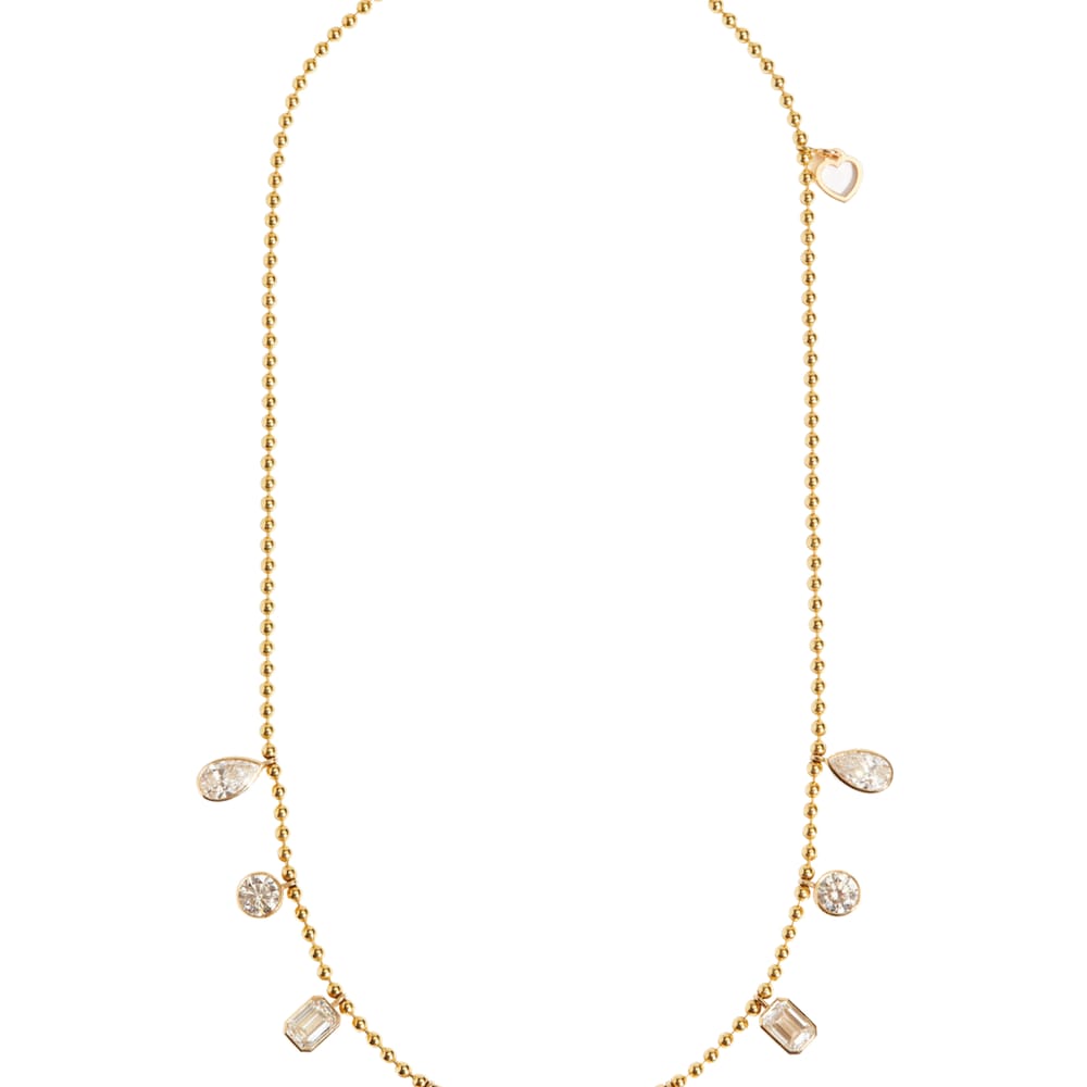 Poppy Bezel Charm Necklace, 11ctw, 14k YG, 18" 2.5mm Ball Chain