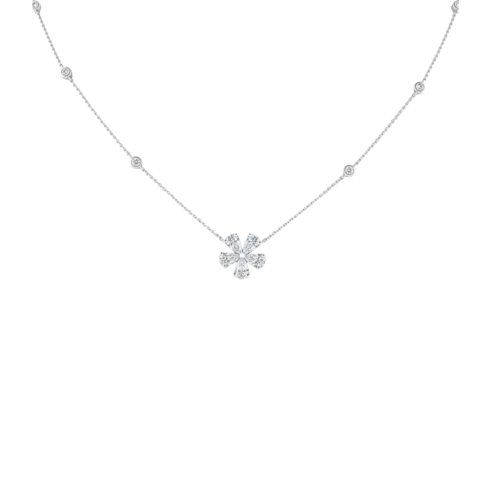 Daisy Flower Diamond Station Necklace