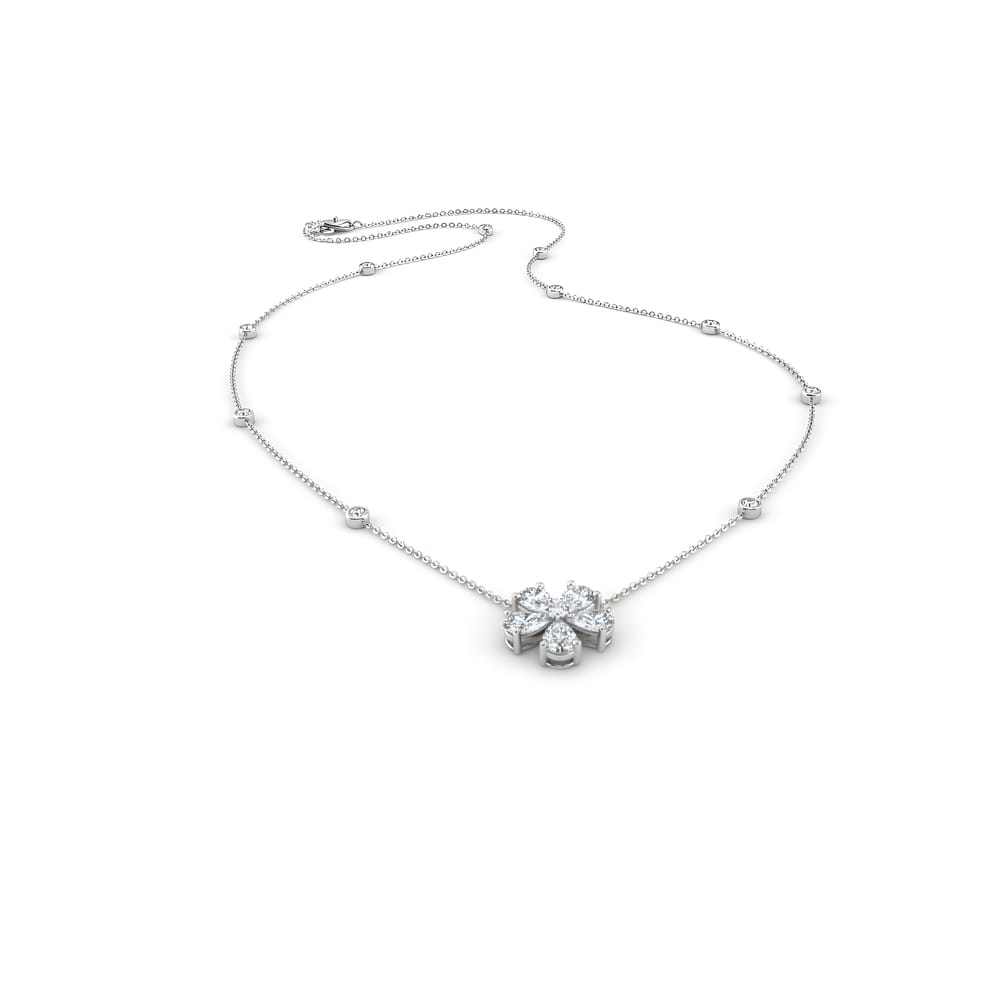 Daisy Flower Diamond Station Necklace