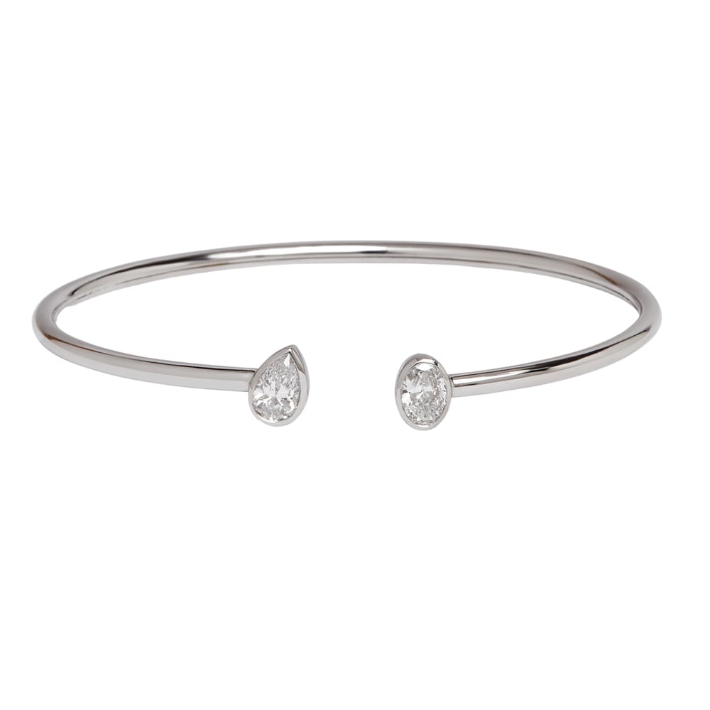 Ellie Bezel Pear Oval Cuff, 1 ctw, WG