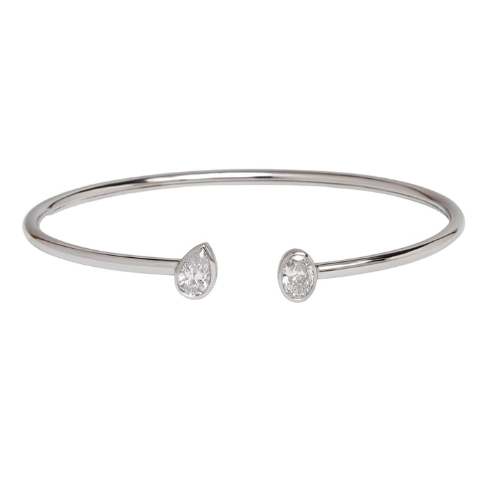 Ellie Bezel Pear Oval Cuff, 1 ctw, WG