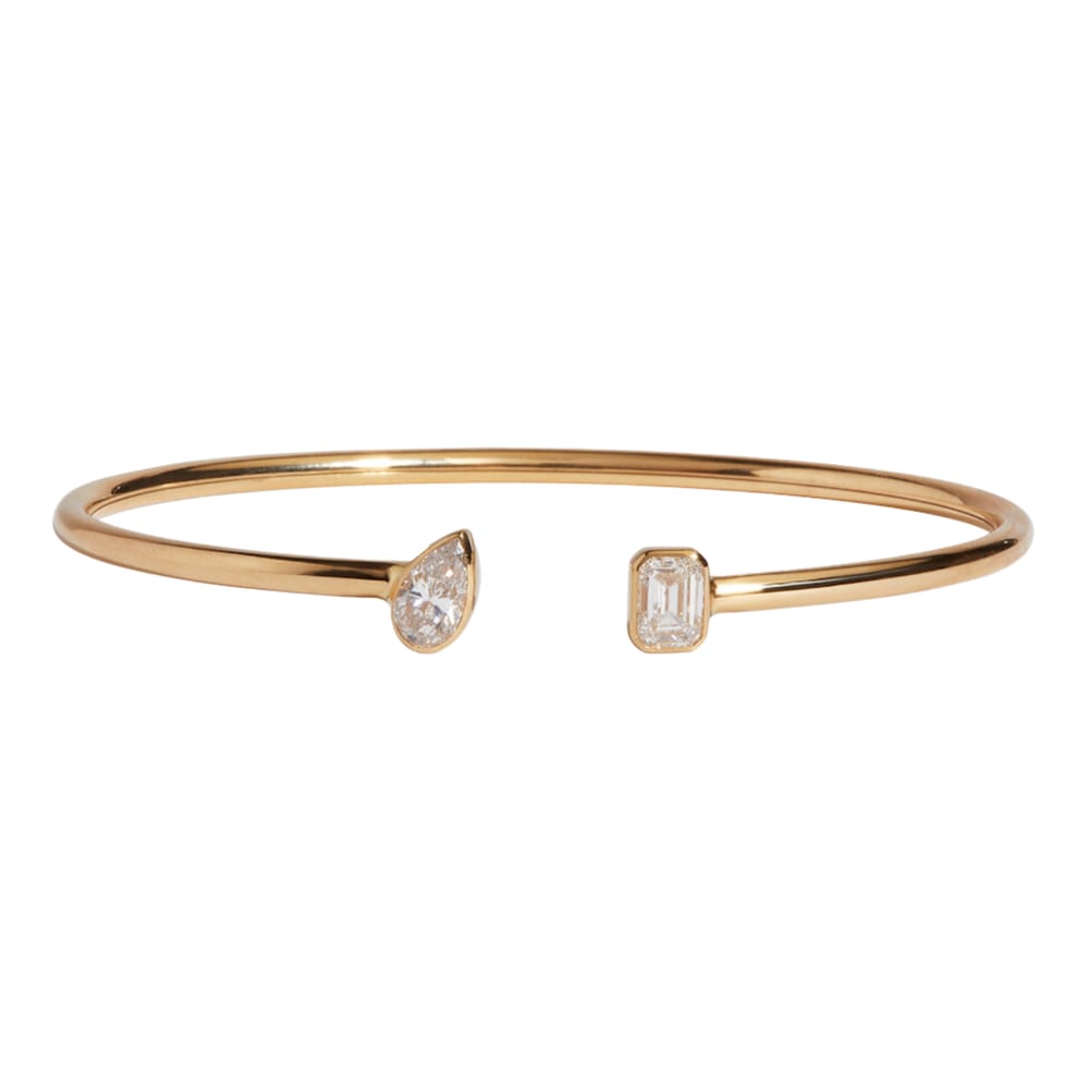 Ellie Bezel Pear Emerald Cuff, 1 ctw, YG
