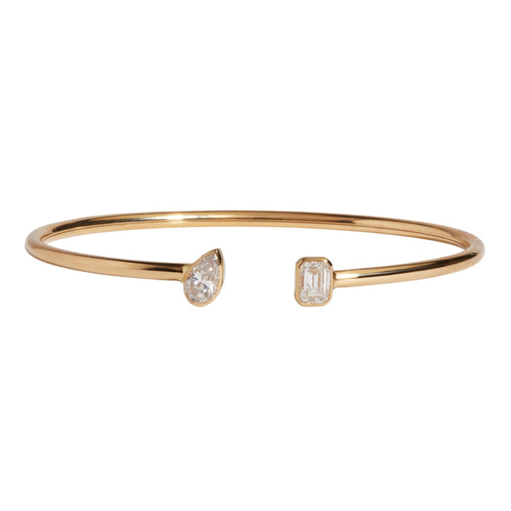 Ellie Bezel Pear Emerald Cuff, 1 ctw, YG