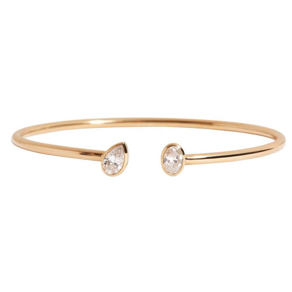 Ellie Bezel Pear Oval Cuff, 1 ctw, YG