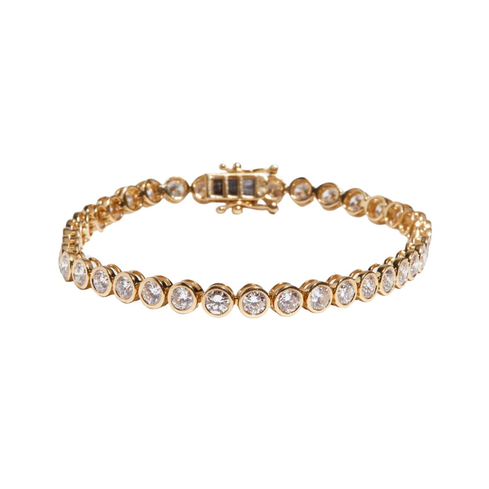 Bezel Round Tennis Bracelet, 7ctw, YG