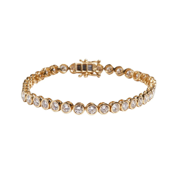 Bezel Round Tennis Bracelet, 7ctw, YG