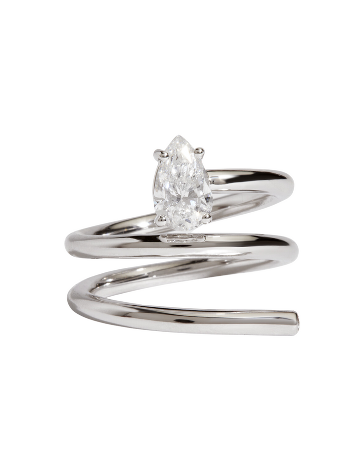 Pear Single Double Wrap Ring