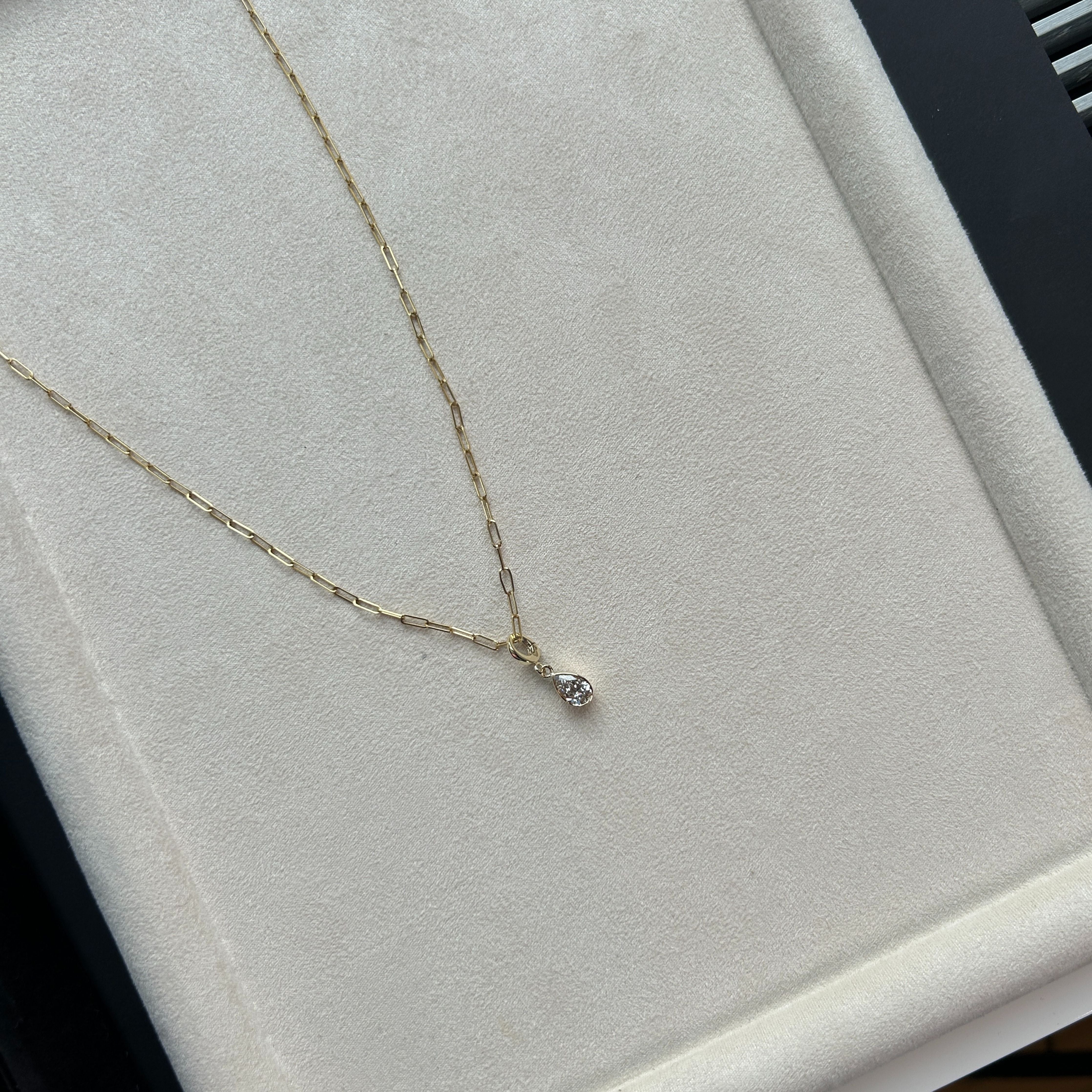 Petite Bezel Pear Diamond Charm