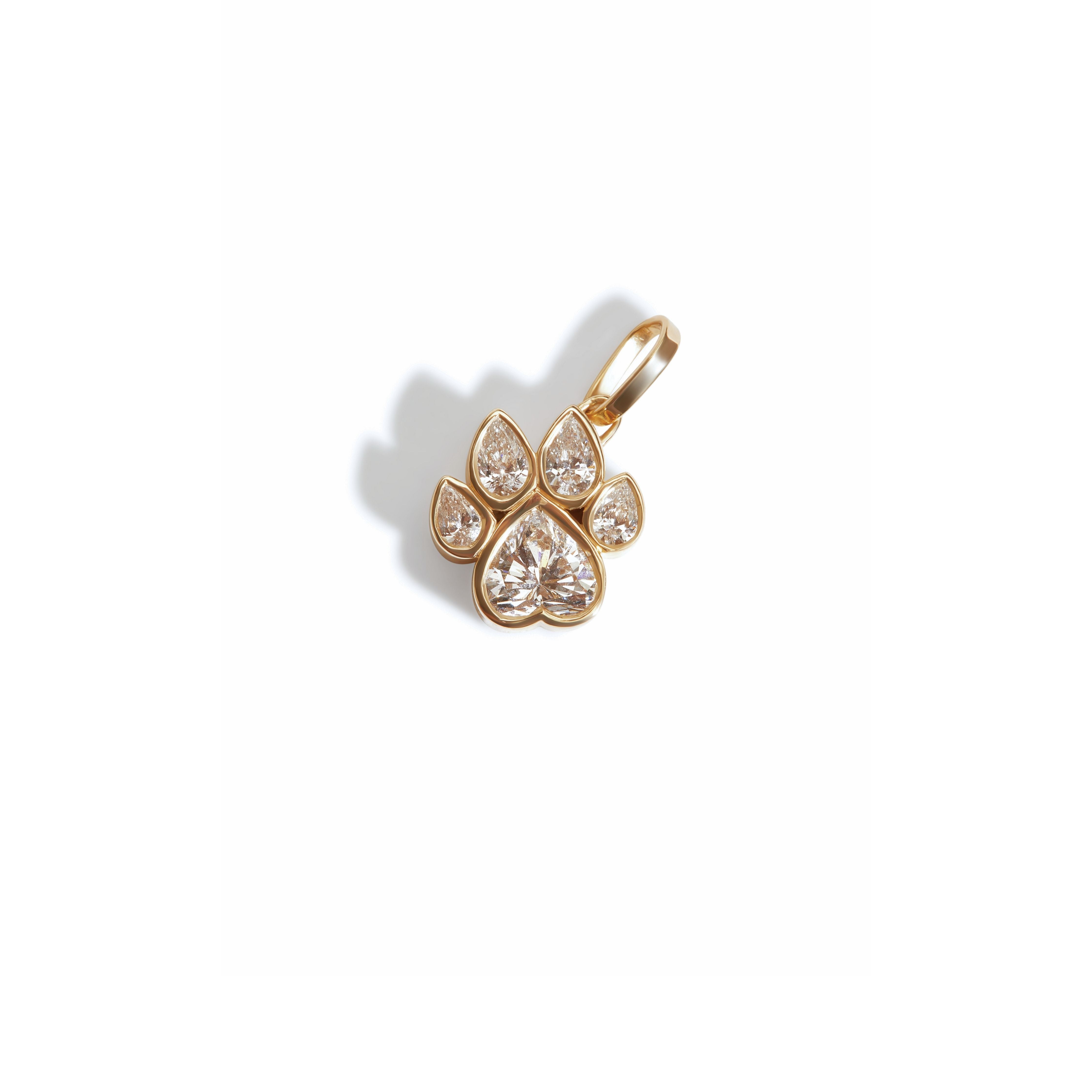 Small Paw Diamond Charm