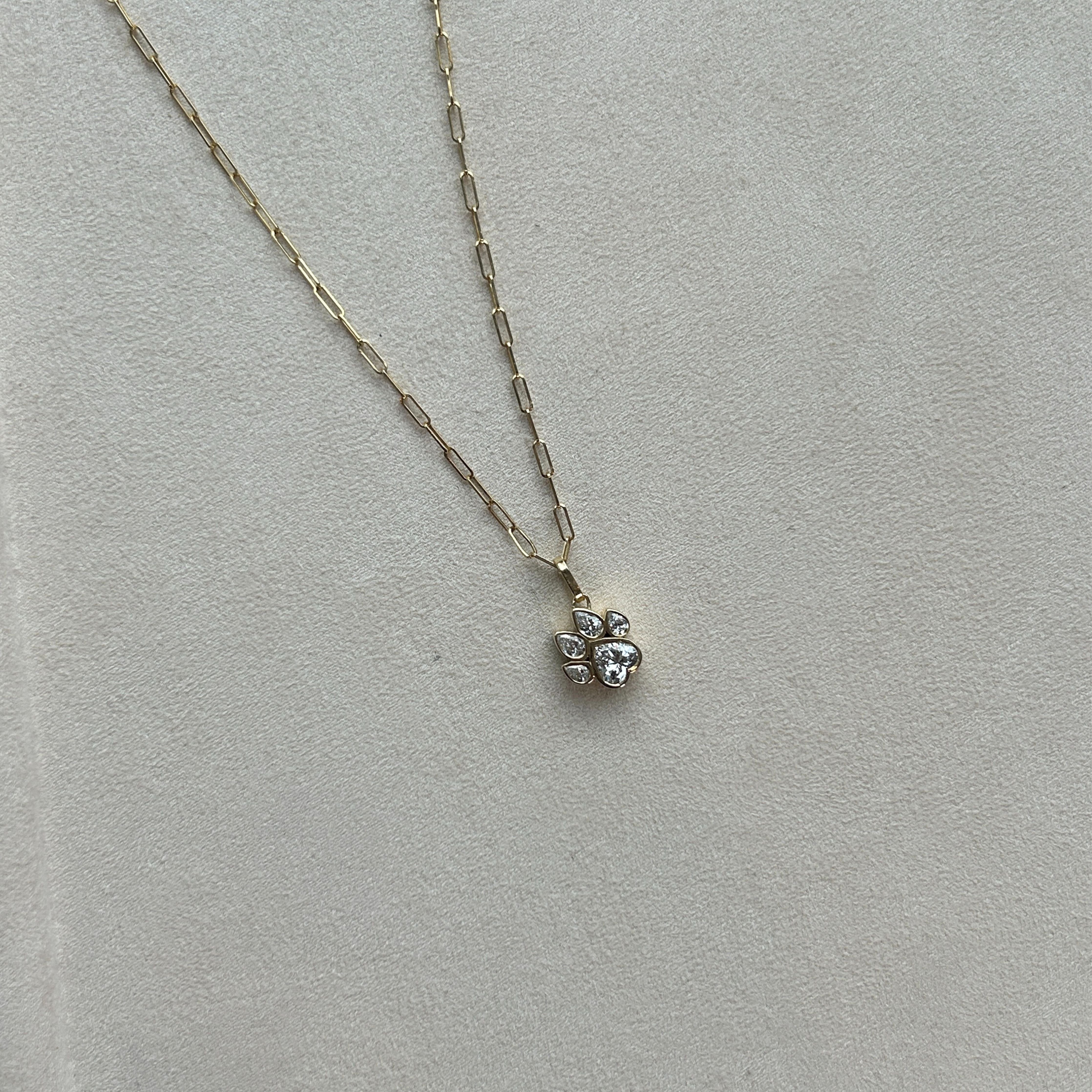 Small Paw Diamond Charm