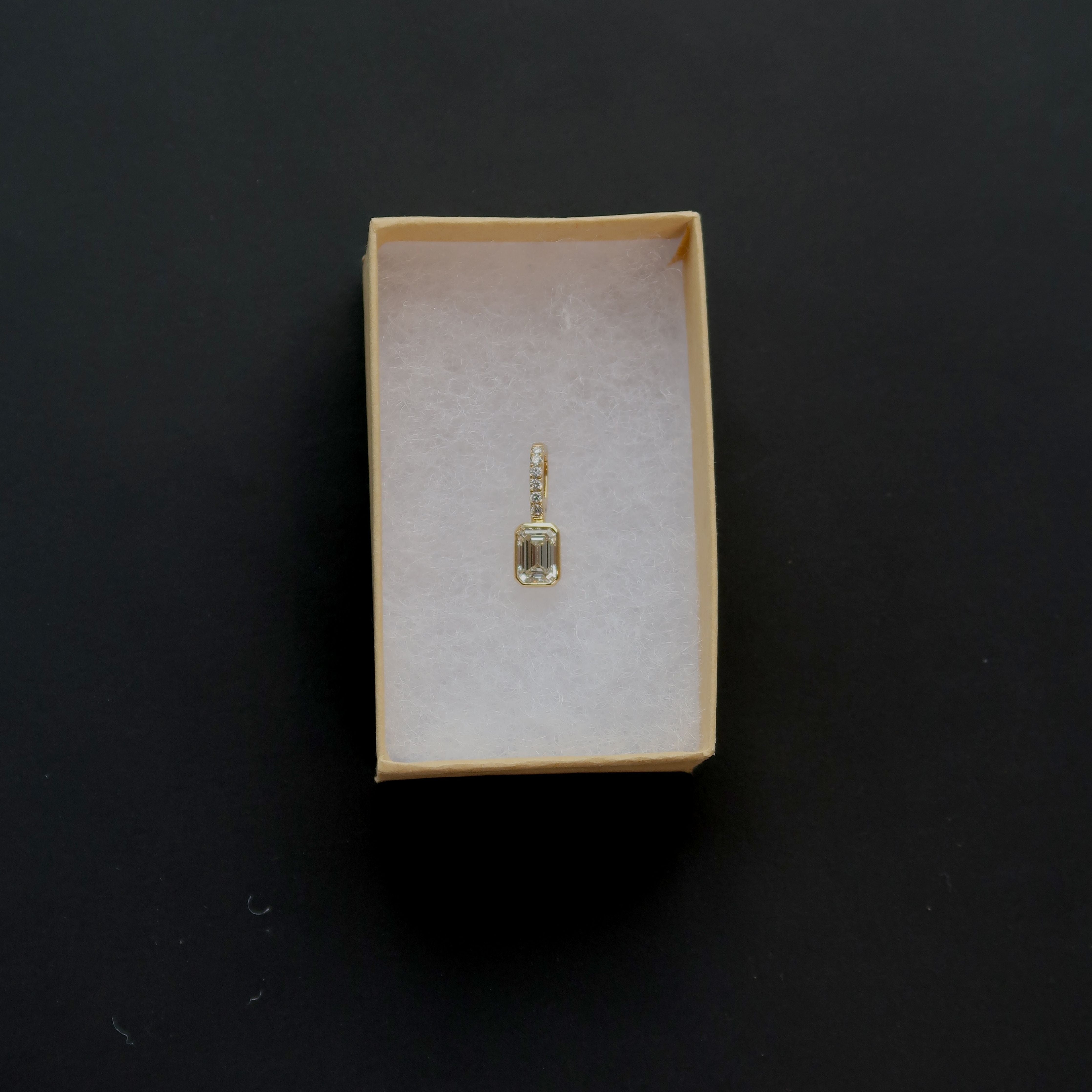 Petite Bezel Emerald Charm with Diamonds