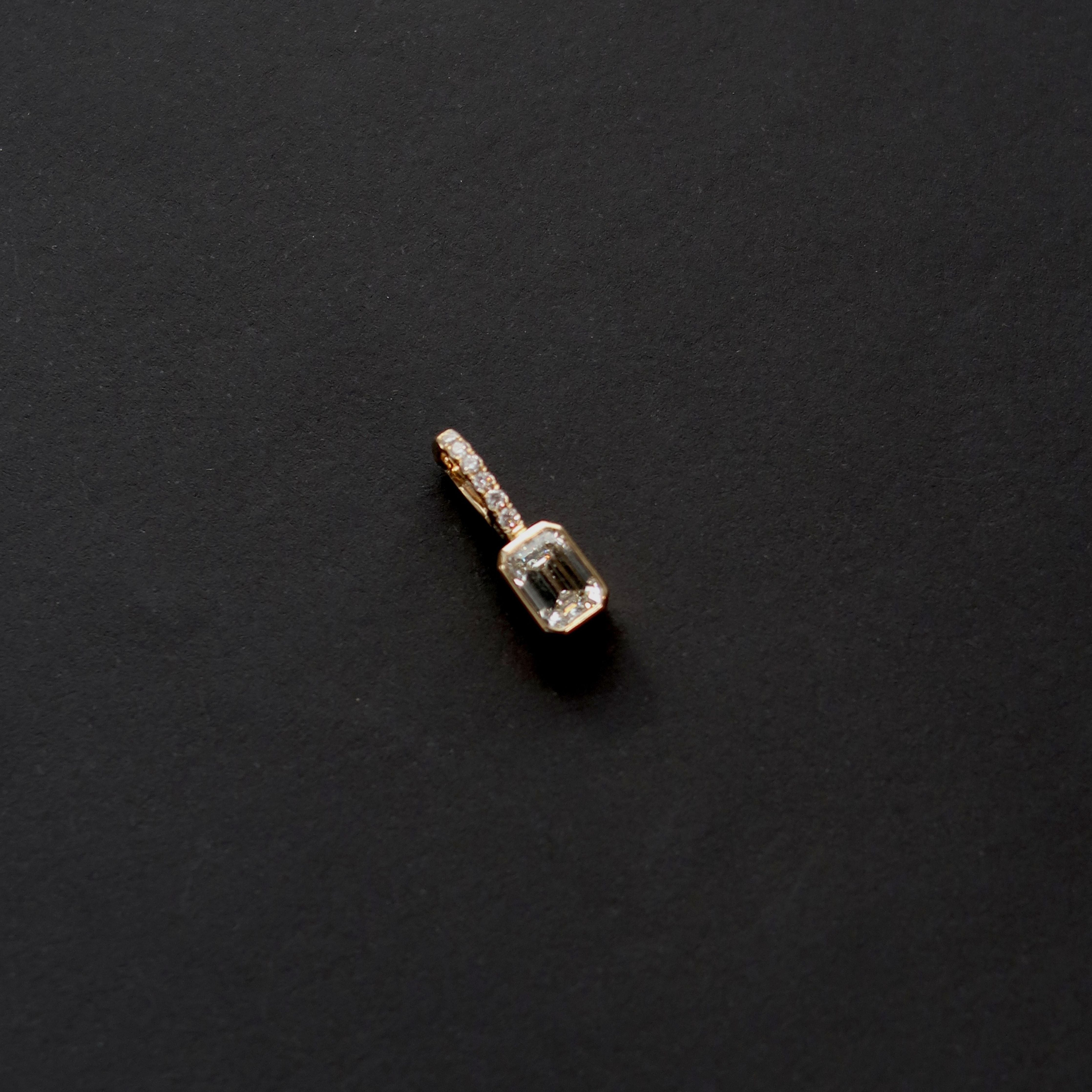 Petite Bezel Emerald Charm with Diamonds