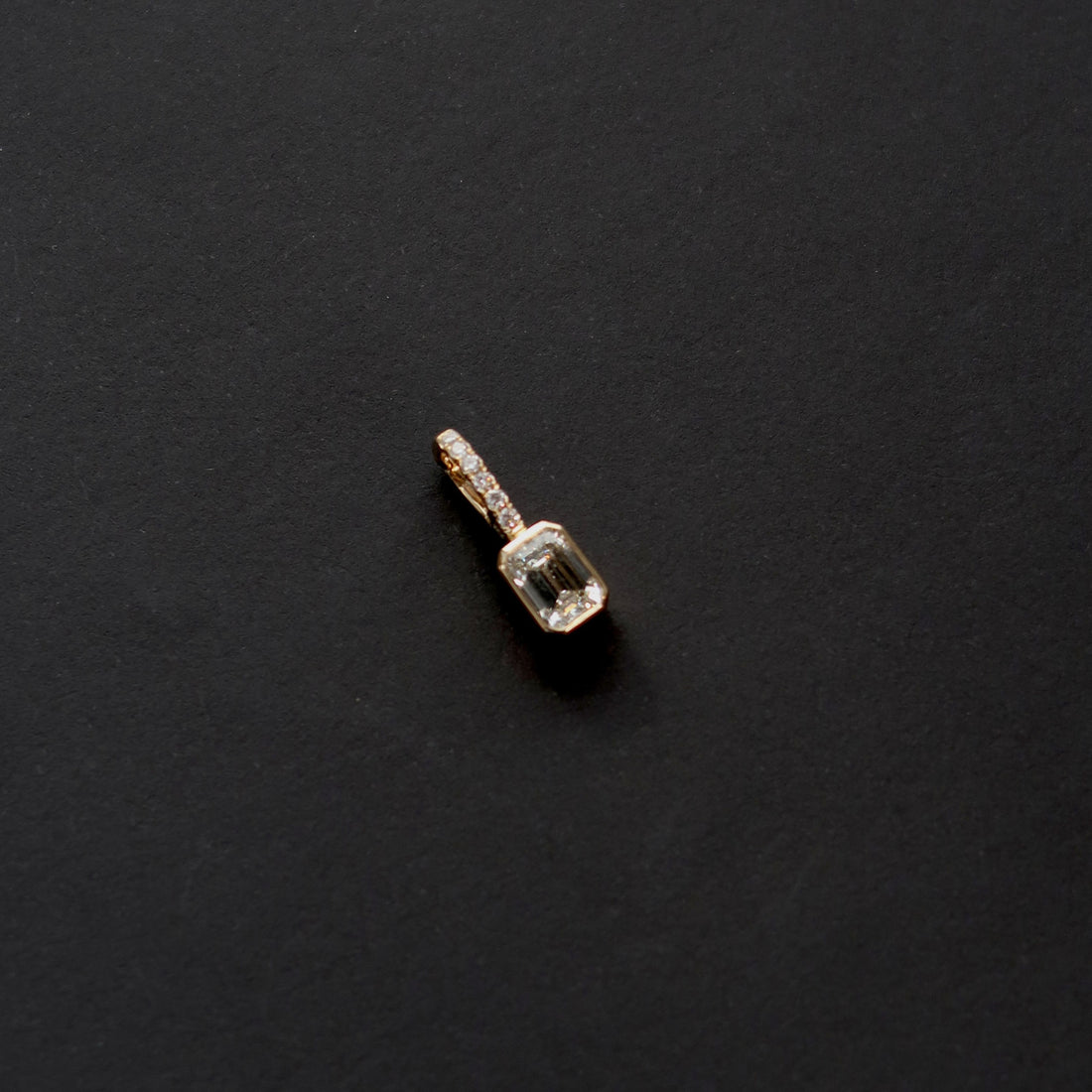 Petite Bezel Emerald Charm with Diamonds