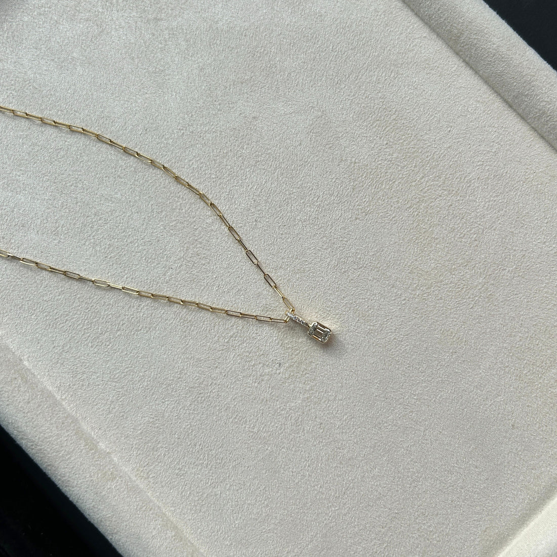 Petite Bezel Emerald Charm with Diamonds