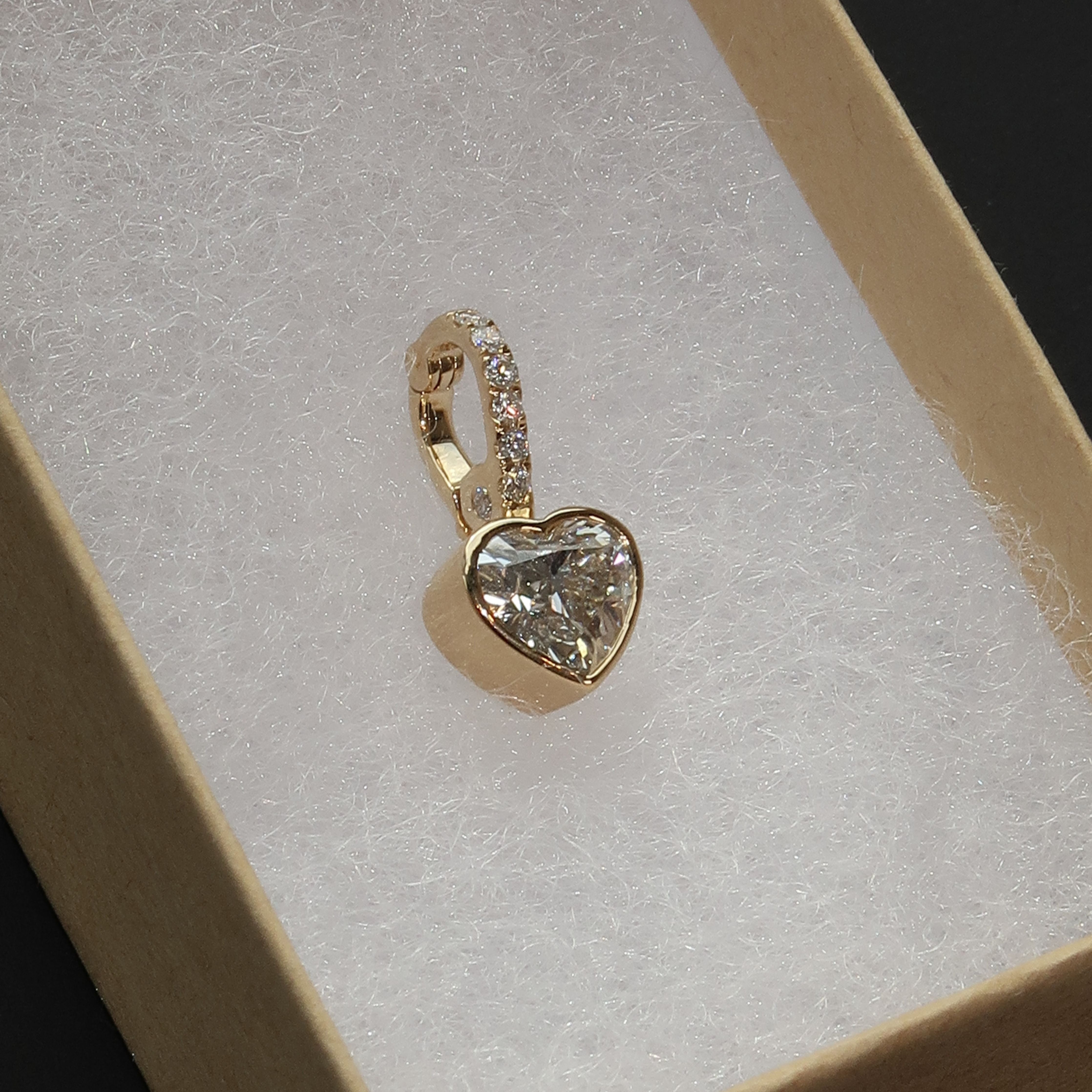 Petite Bezel With Pavé Heart Diamond Charm