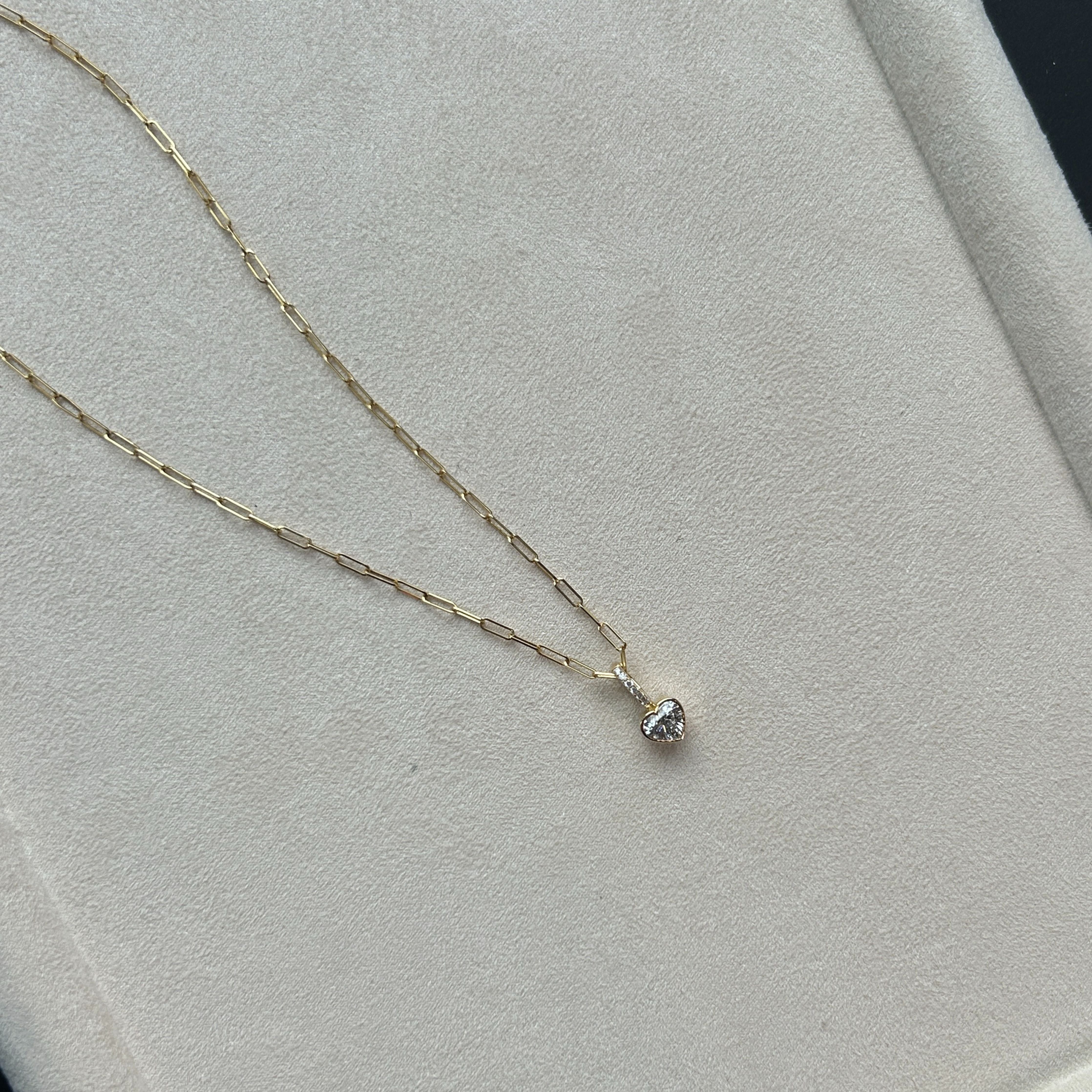 Petite Bezel With Pavé Heart Diamond Charm