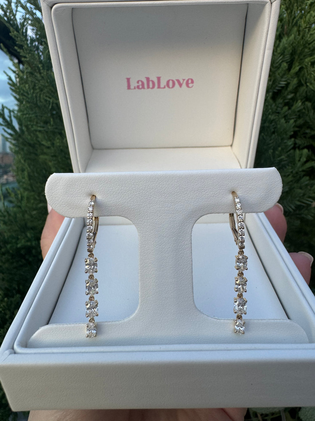 Pavé Huggies with Four Oval Drops - LabLove Jewelry