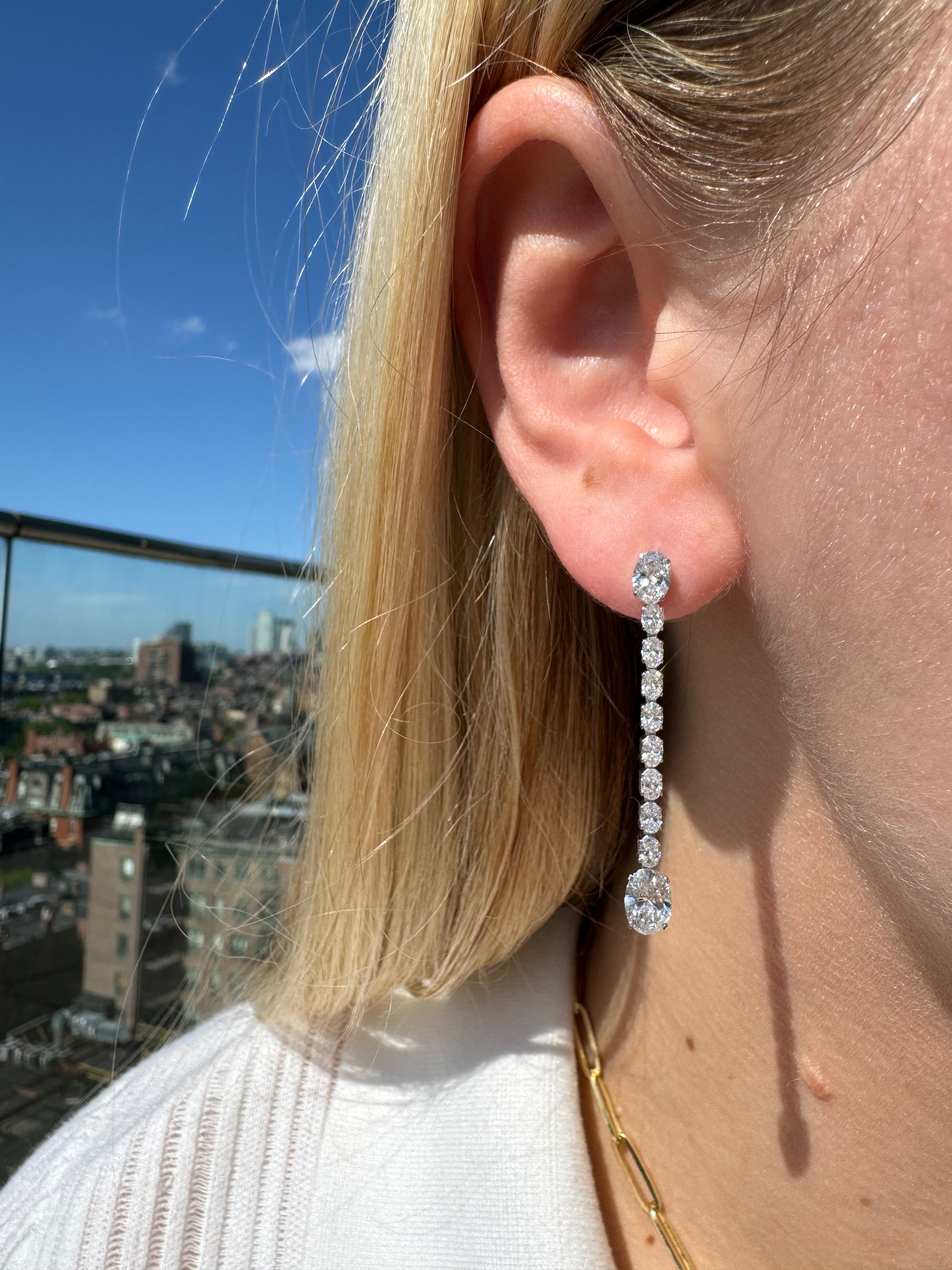 Eva Oval Diamond Drop Earrings