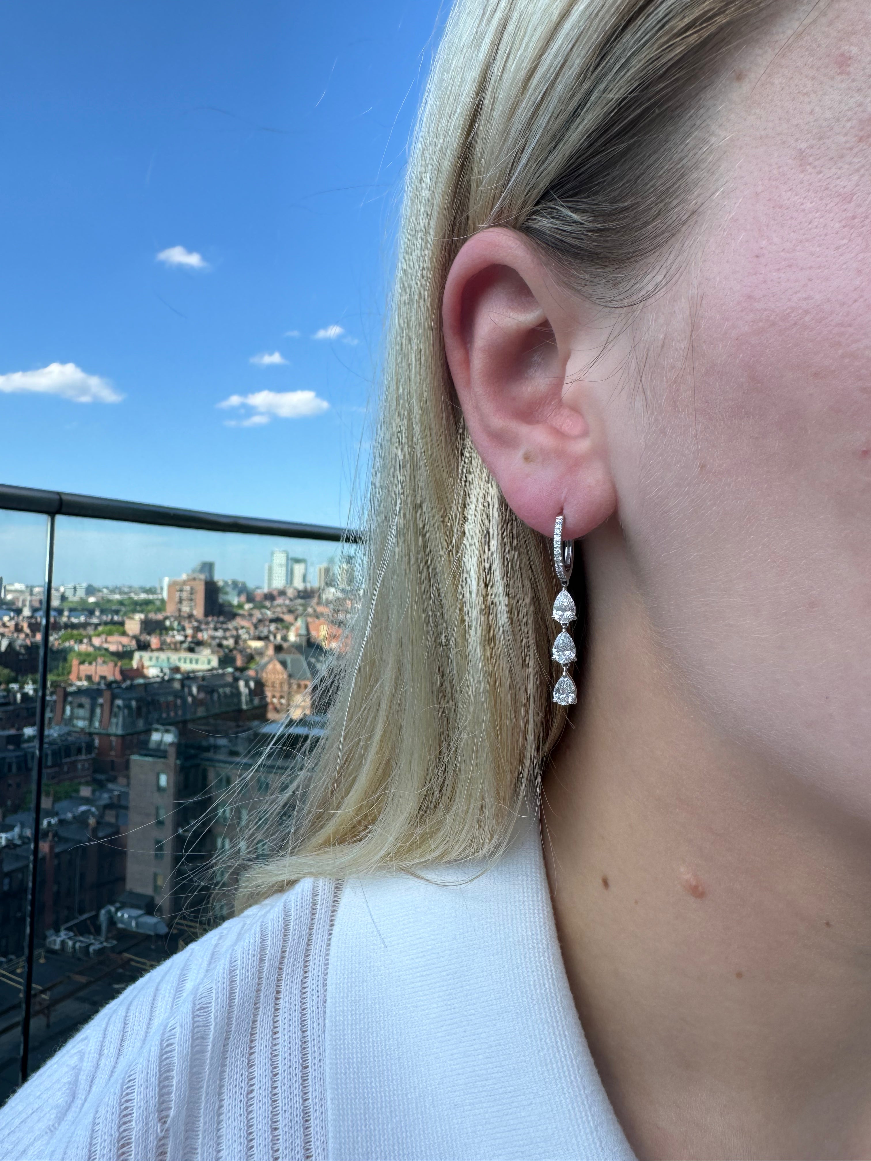 Layla Triple Pear Diamond Drop Earrings