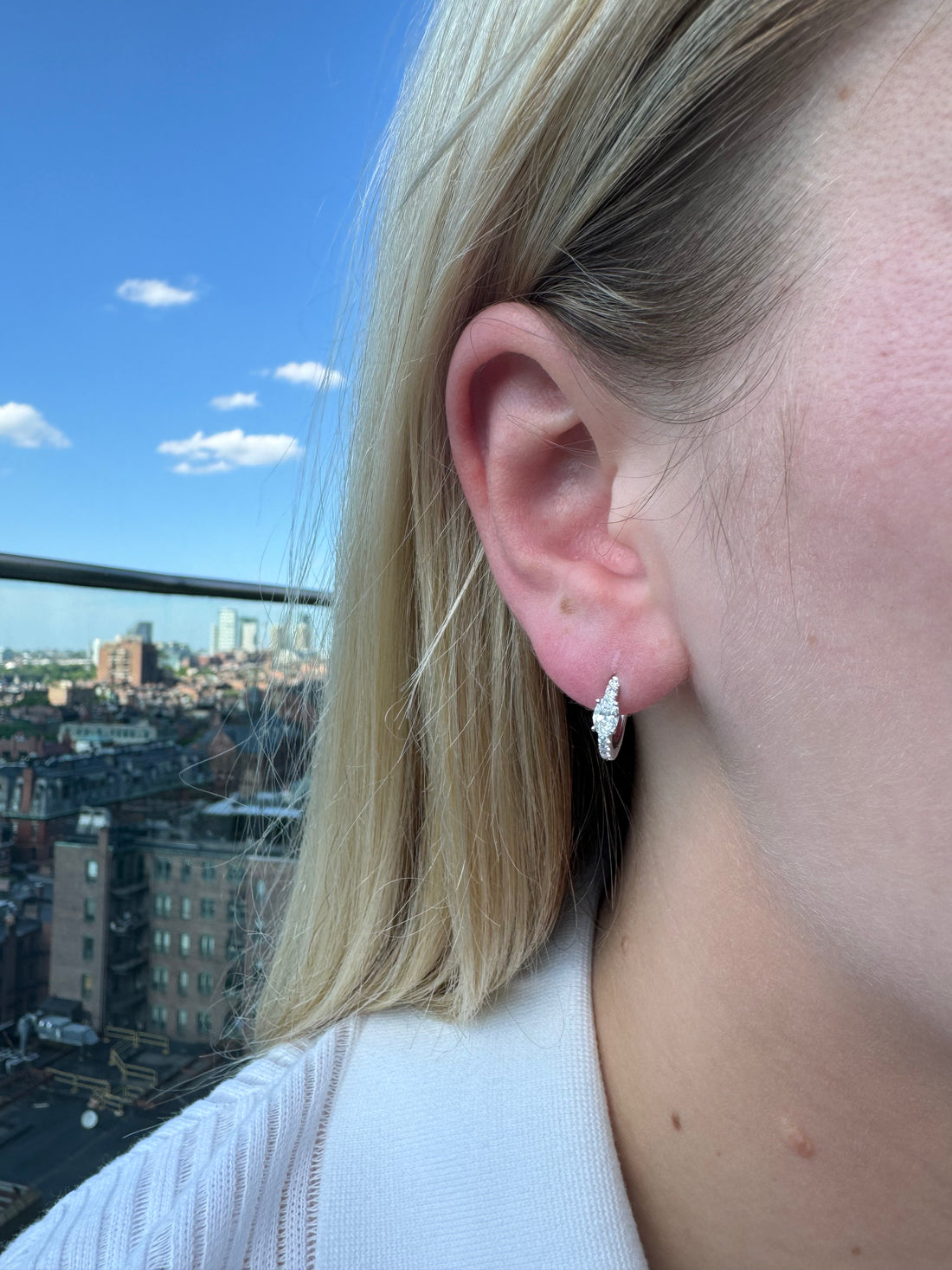 Pavé Huggies with Single Oval Lab Diamond - LabLove Jewelry