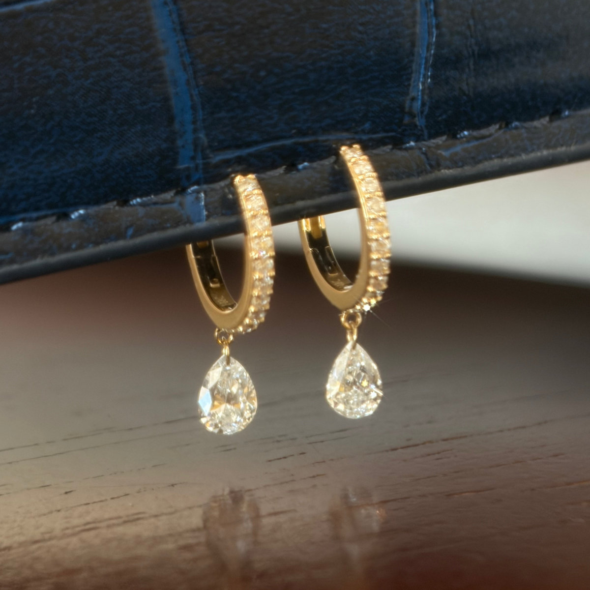 NEW The Vera Pear Diamond Pear Drop Huggies