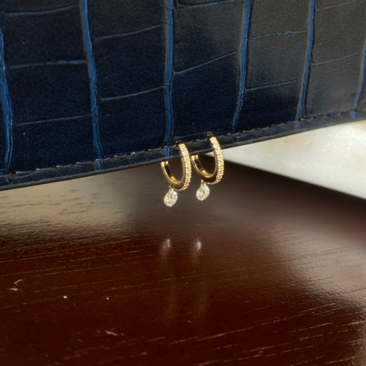 NEW The Nina Pavé Diamond Drop Huggies