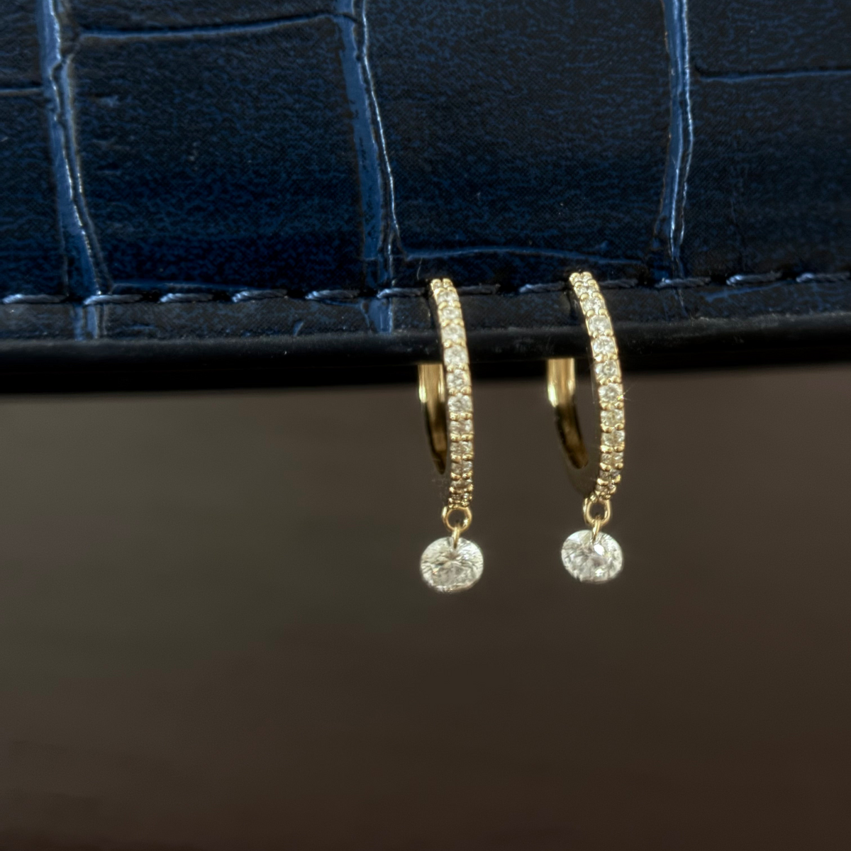 NEW The Nina Pavé Diamond Drop Huggies