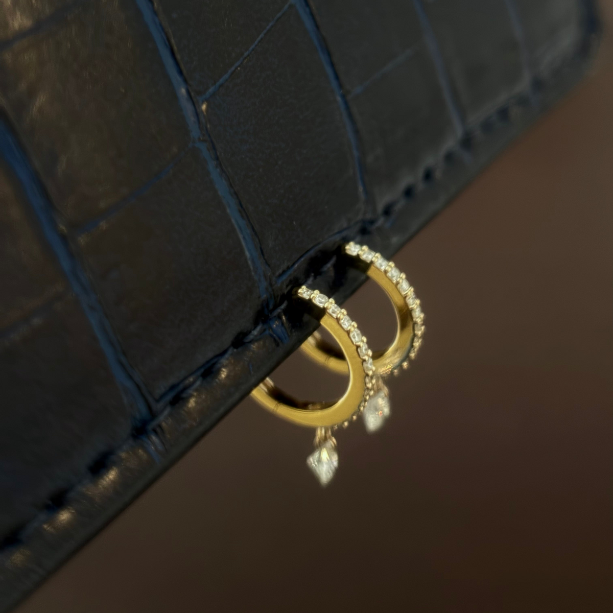 NEW The Nina Pavé Diamond Drop Huggies