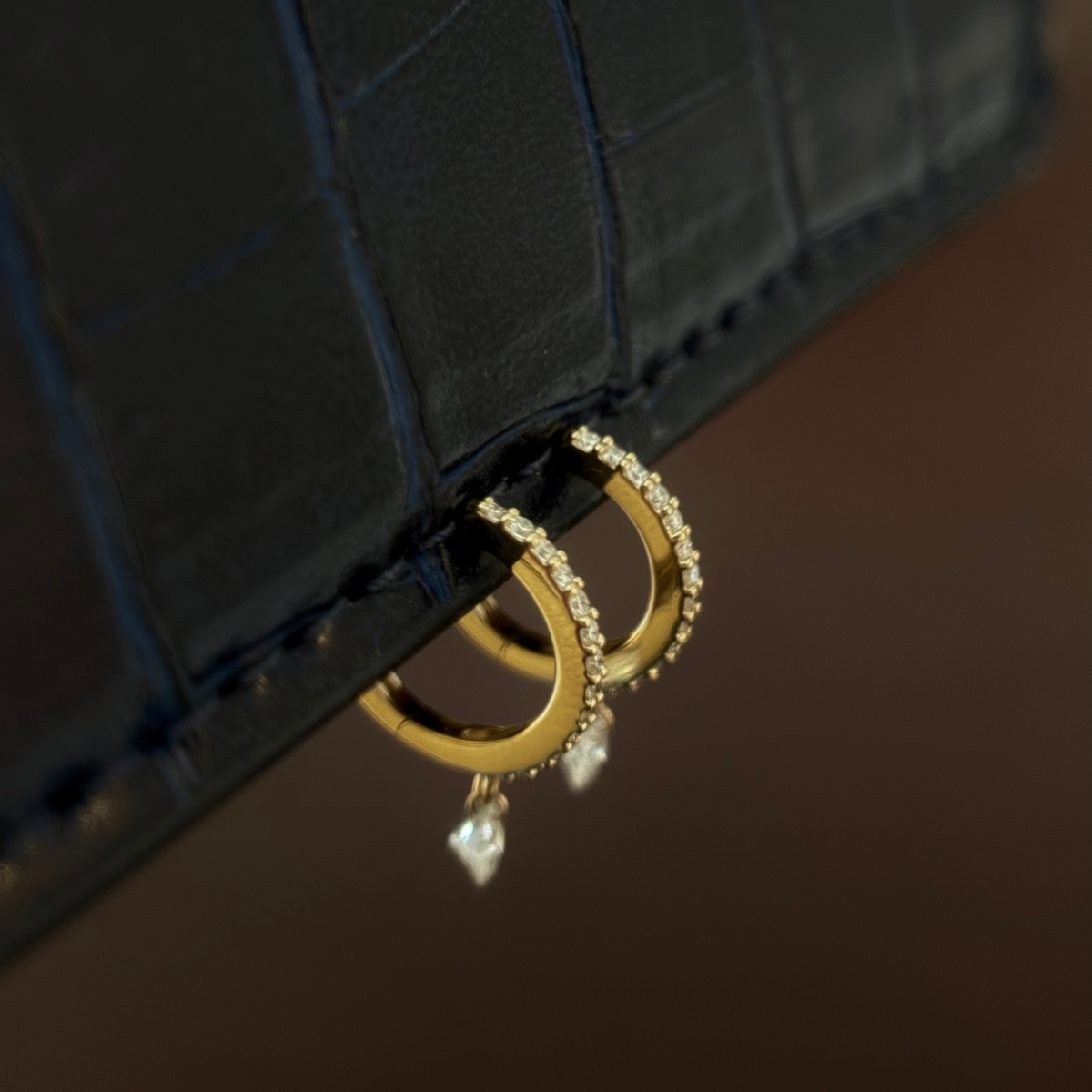 NEW The Nina Pavé Diamond Drop Huggies